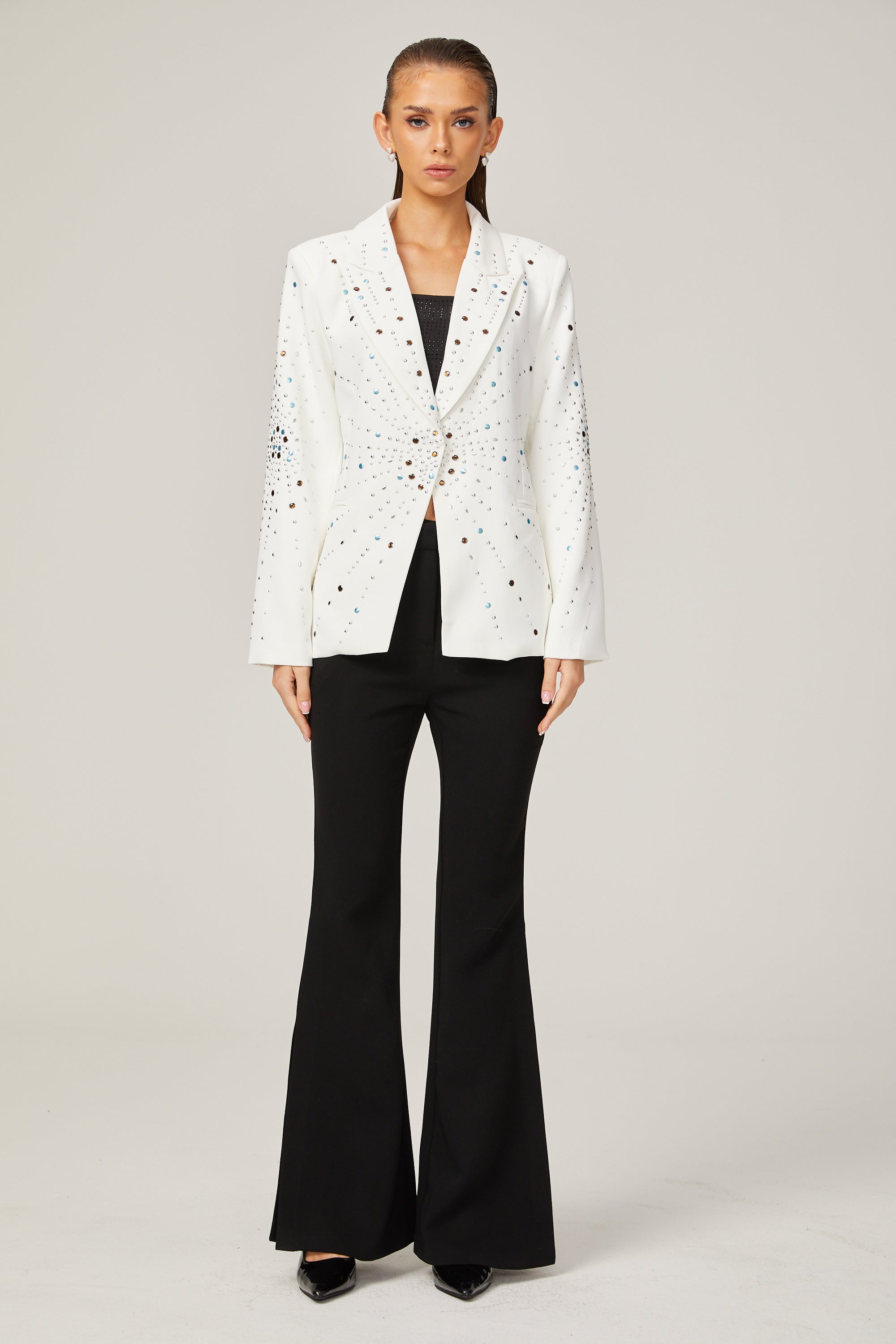 Jocelyne white rhinestone-embellished blazer