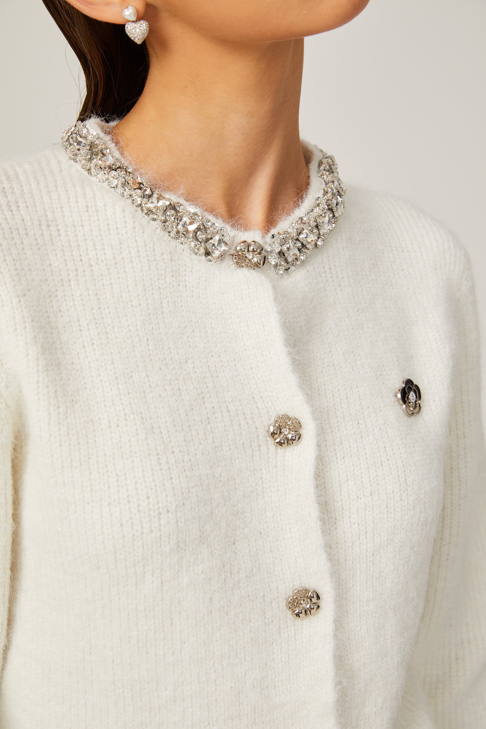 Désirée white embellished knitted cardigan