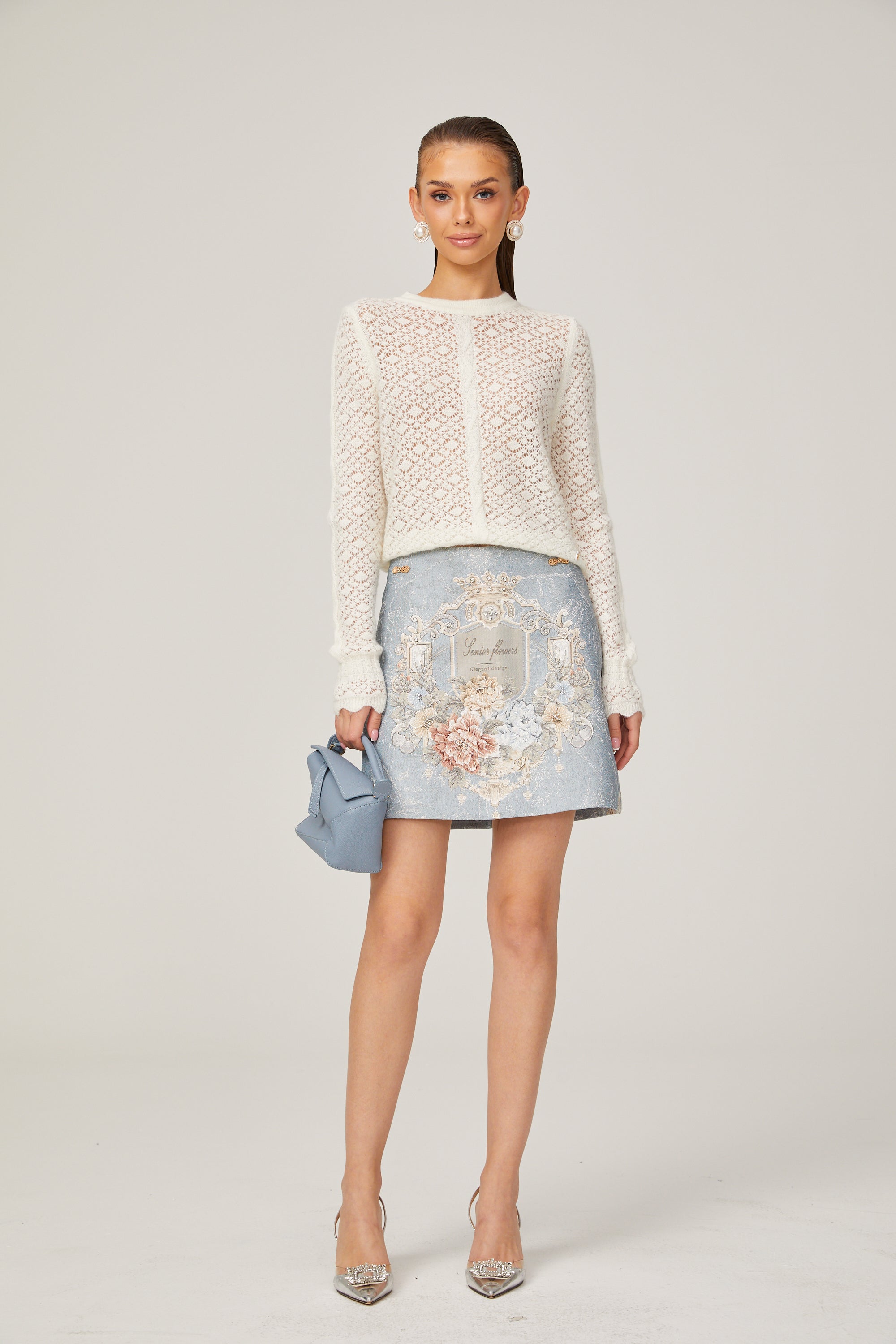 Amandine white cut-out knitted top