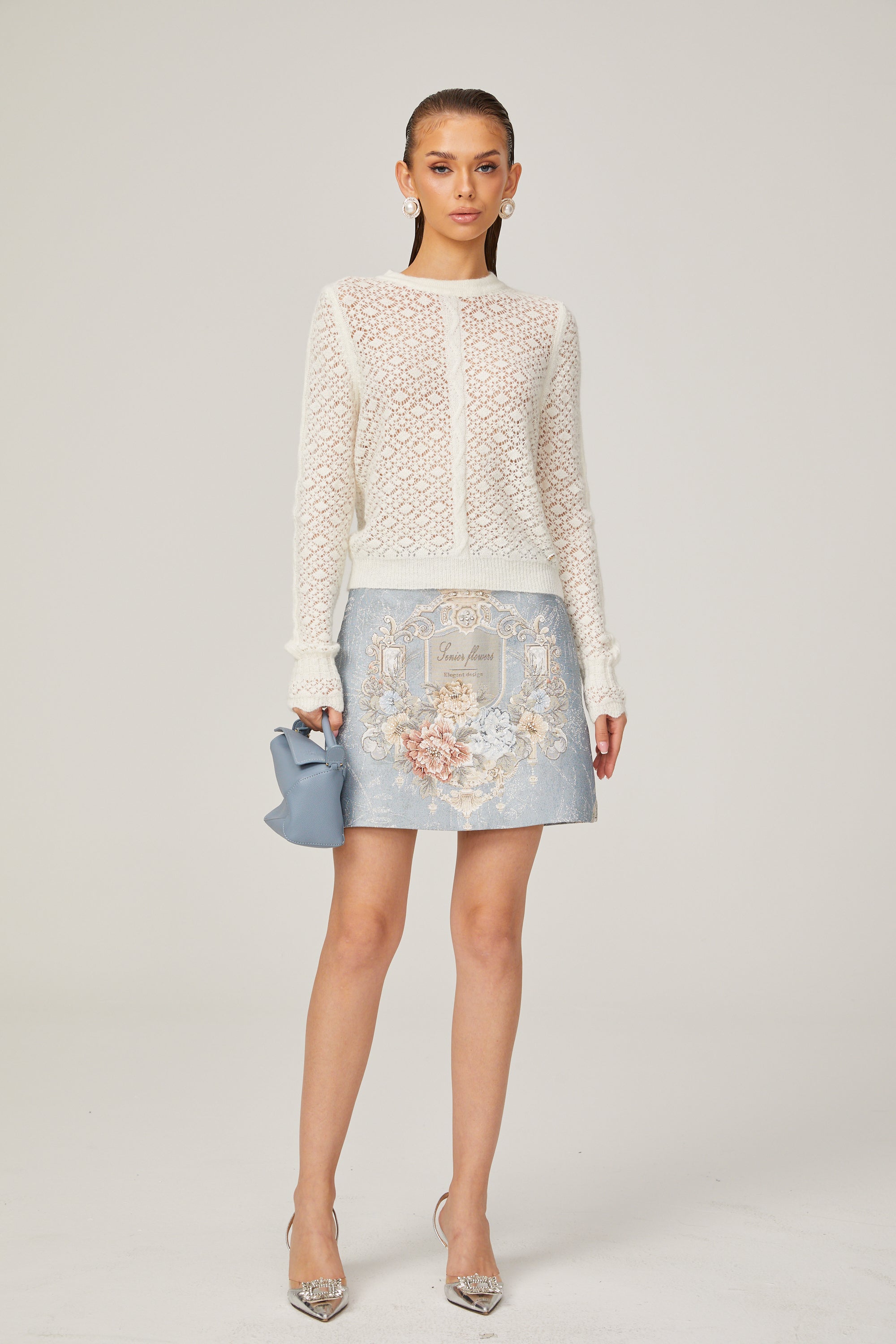 Amandine white cut-out knitted top