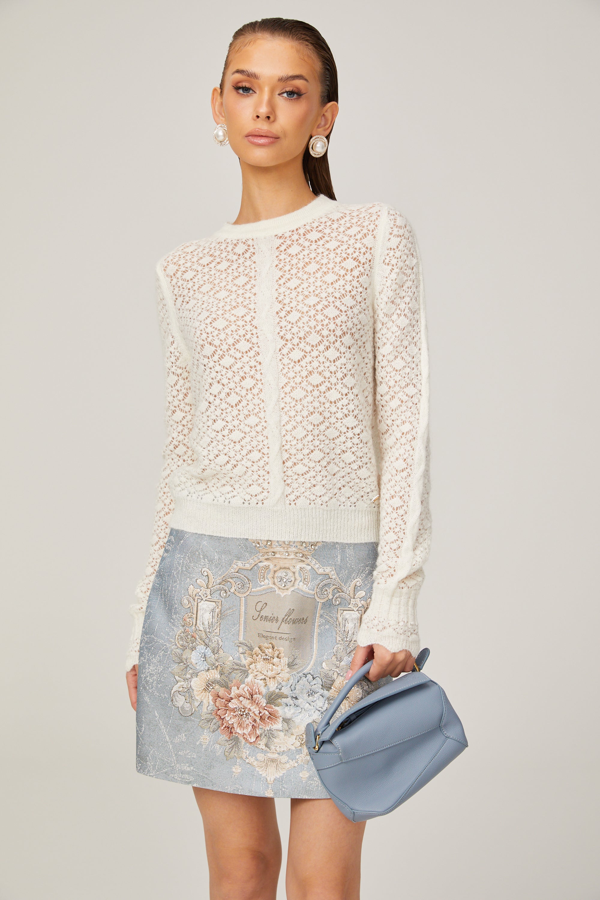 Amandine white cut-out knitted top