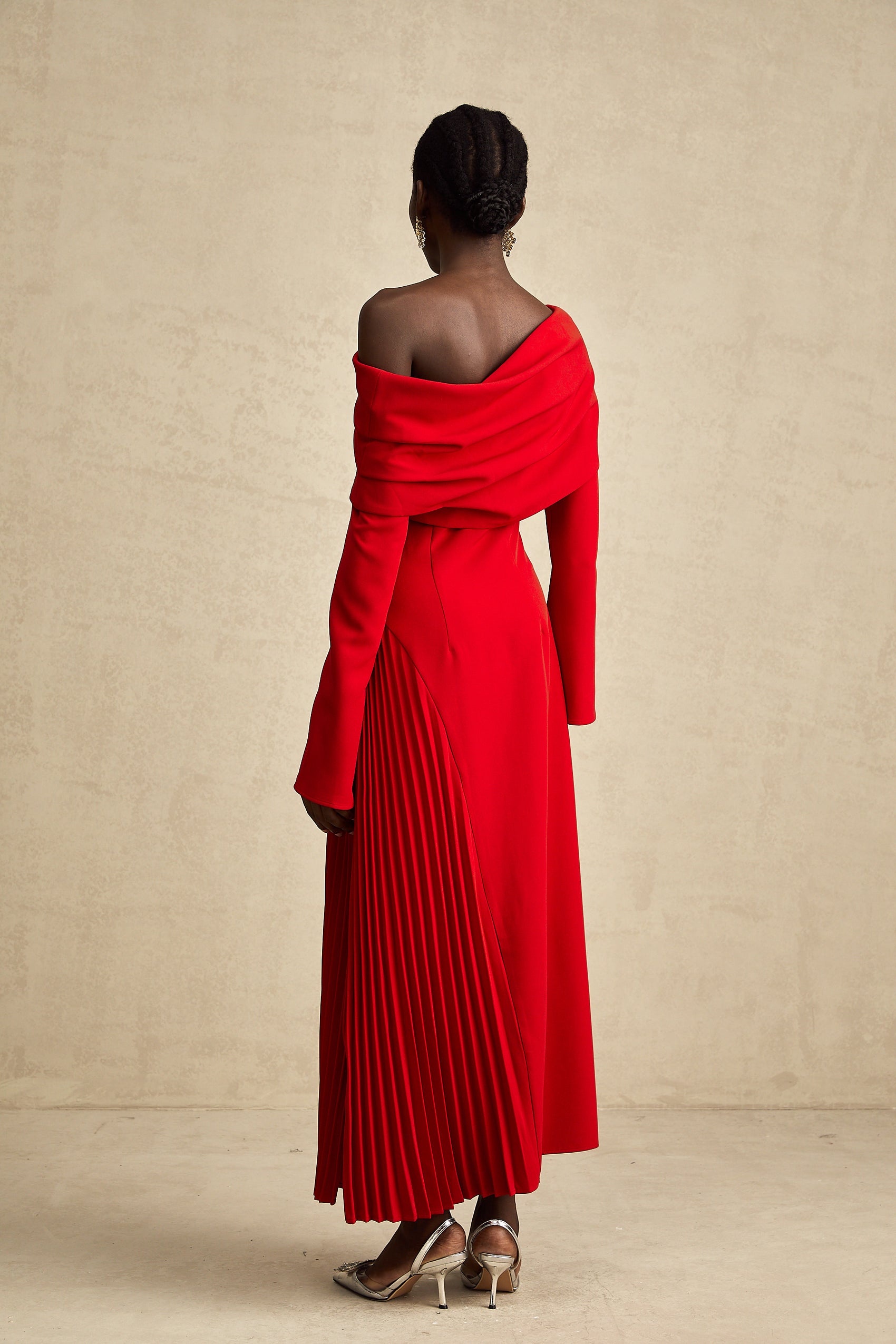 HIGH SLIT FLORAL MAXI DRESS - RED main image 0
