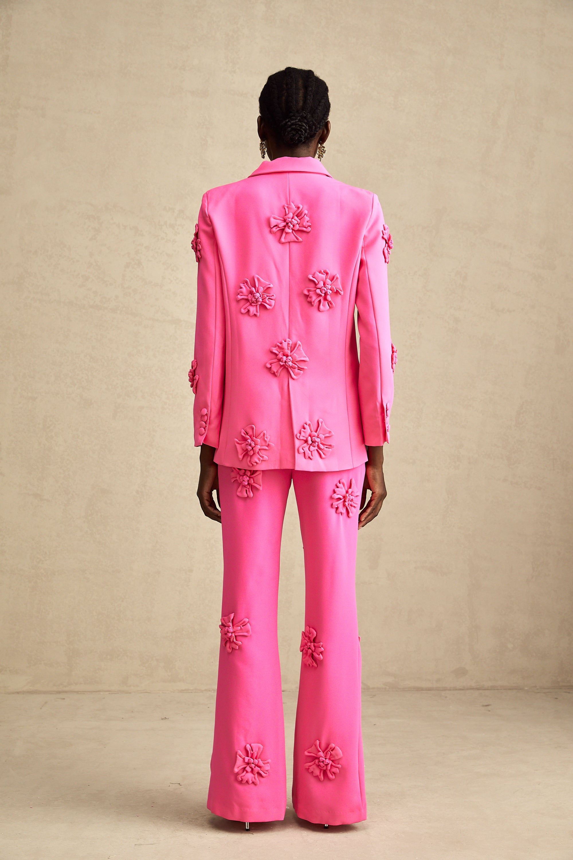 Amélie-Rose pink floral jacket & trousers matching set