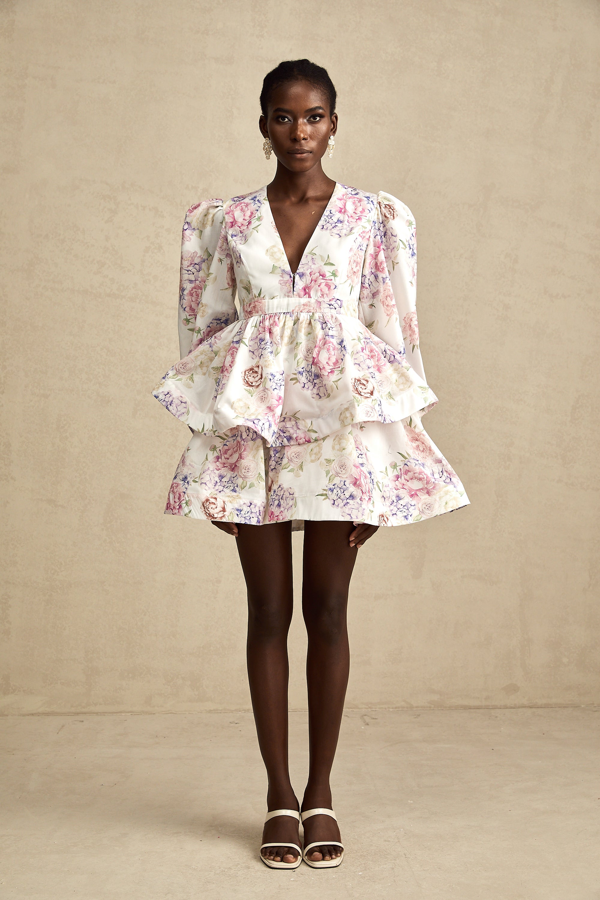 Enora floral-print tiered mini dress