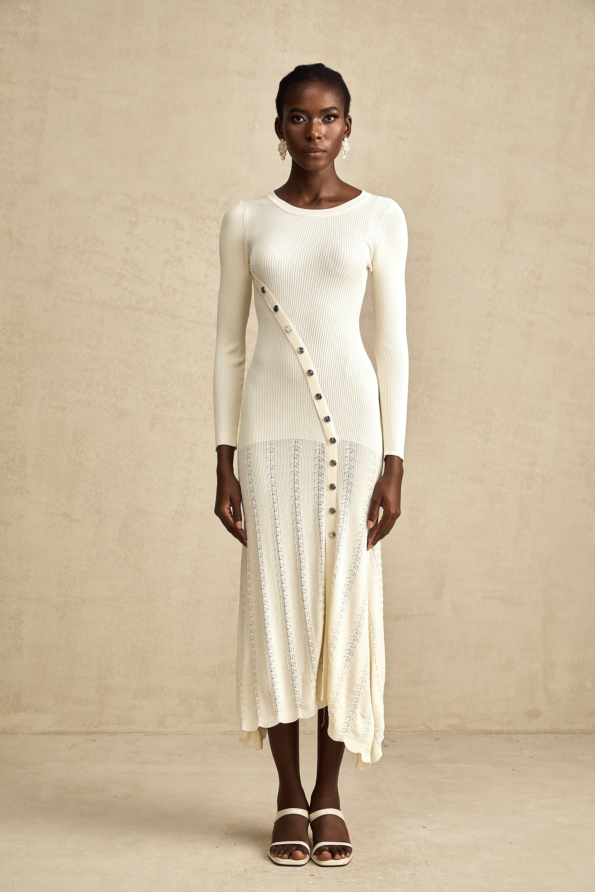 Éléonore button-embellished knitted midi dress