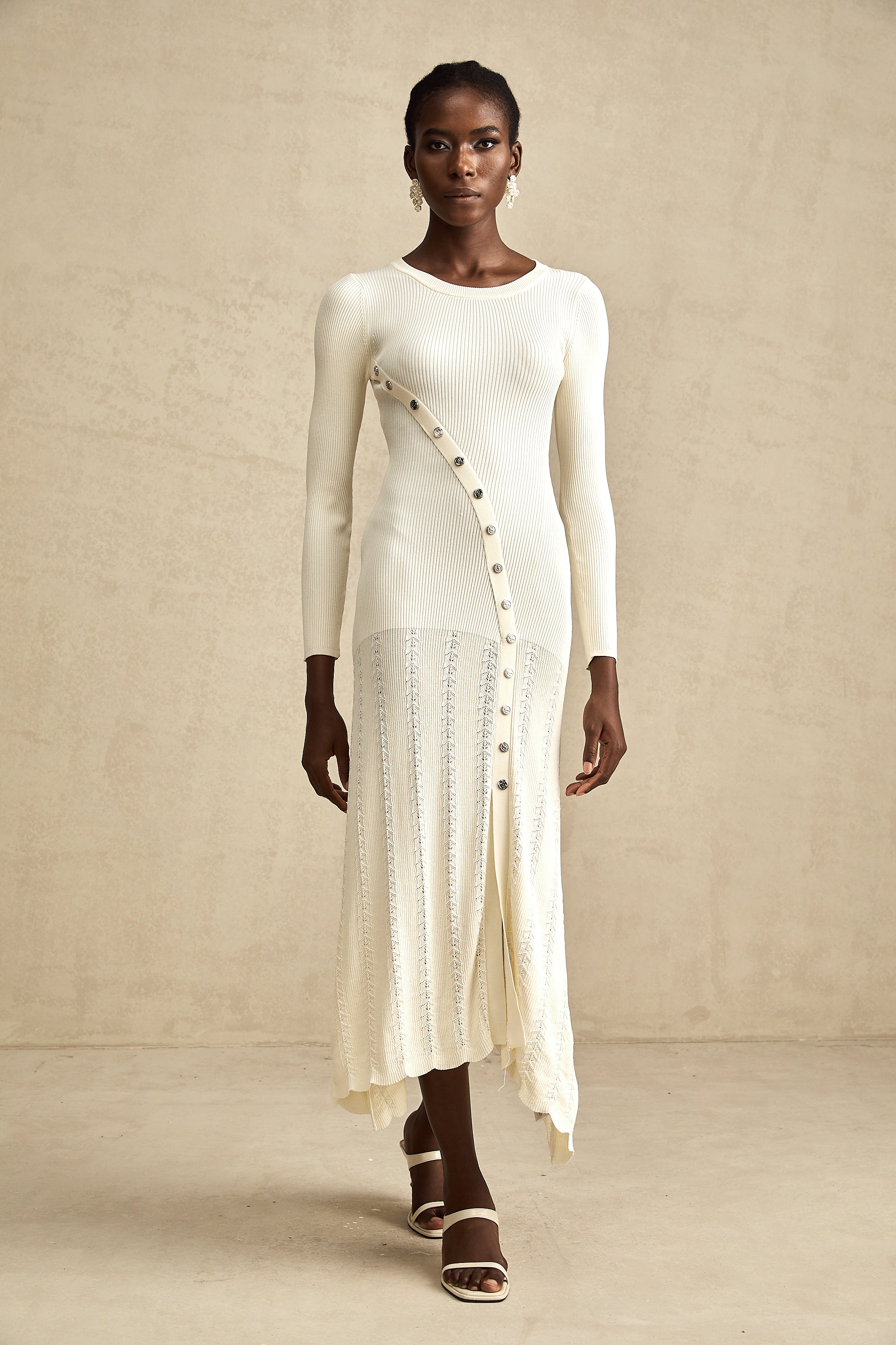 Éléonore button-embellished knitted midi dress