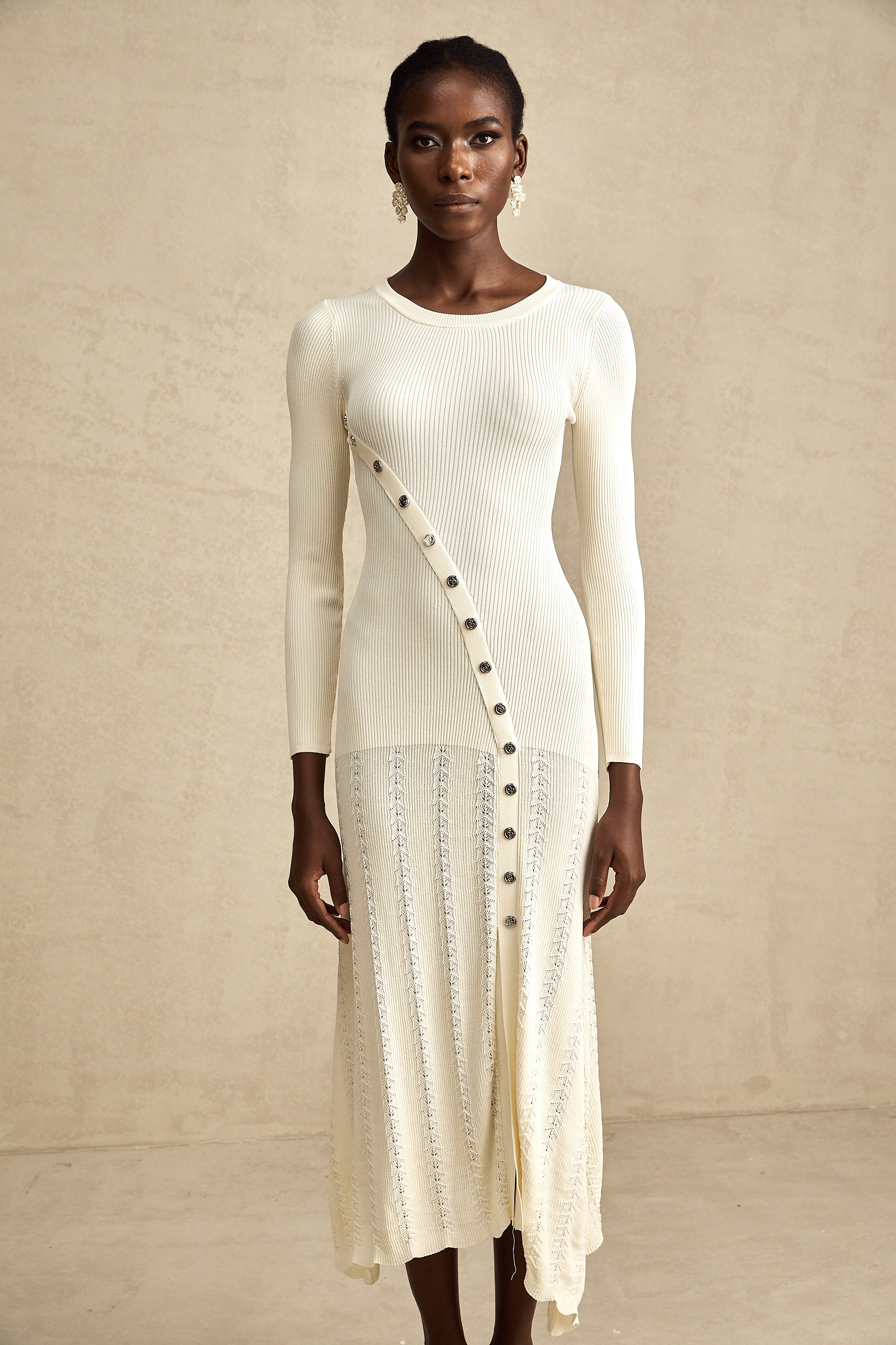 Éléonore button-embellished knitted midi dress