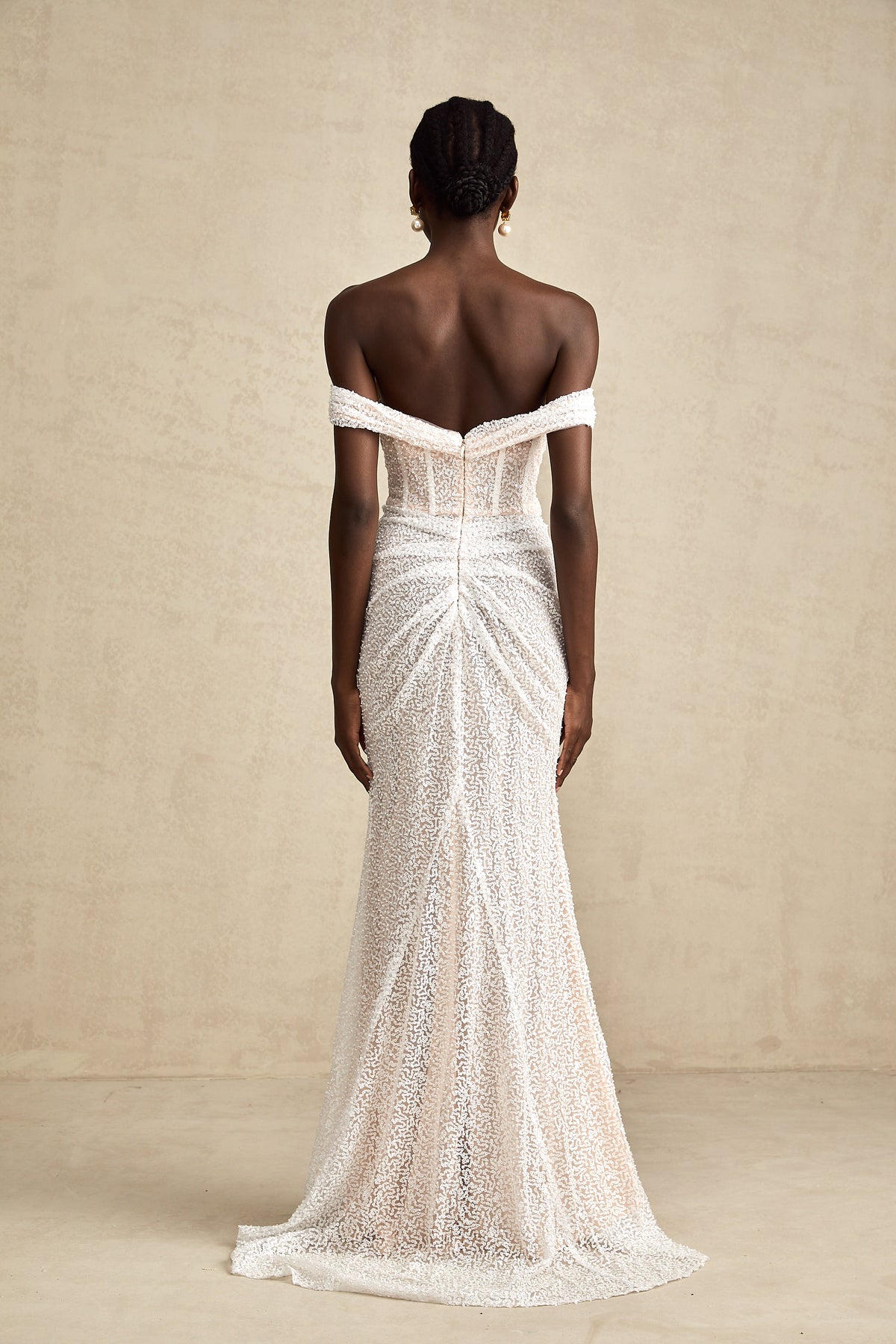 Marlowe Off-Shoulder Sheer Waist Maxi Dress Off White main image 0