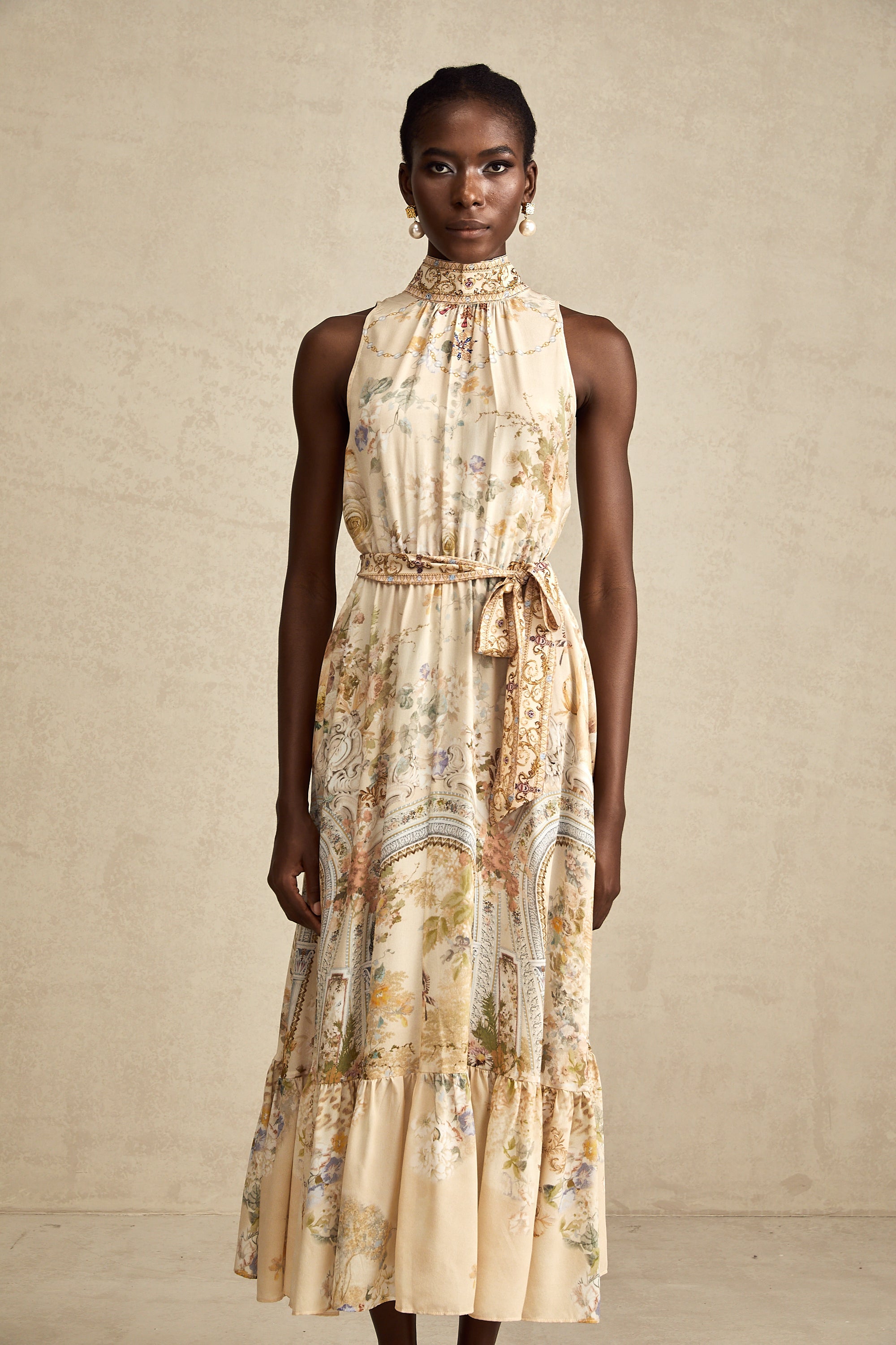 Hermine graphic-print sleeveless midi dress