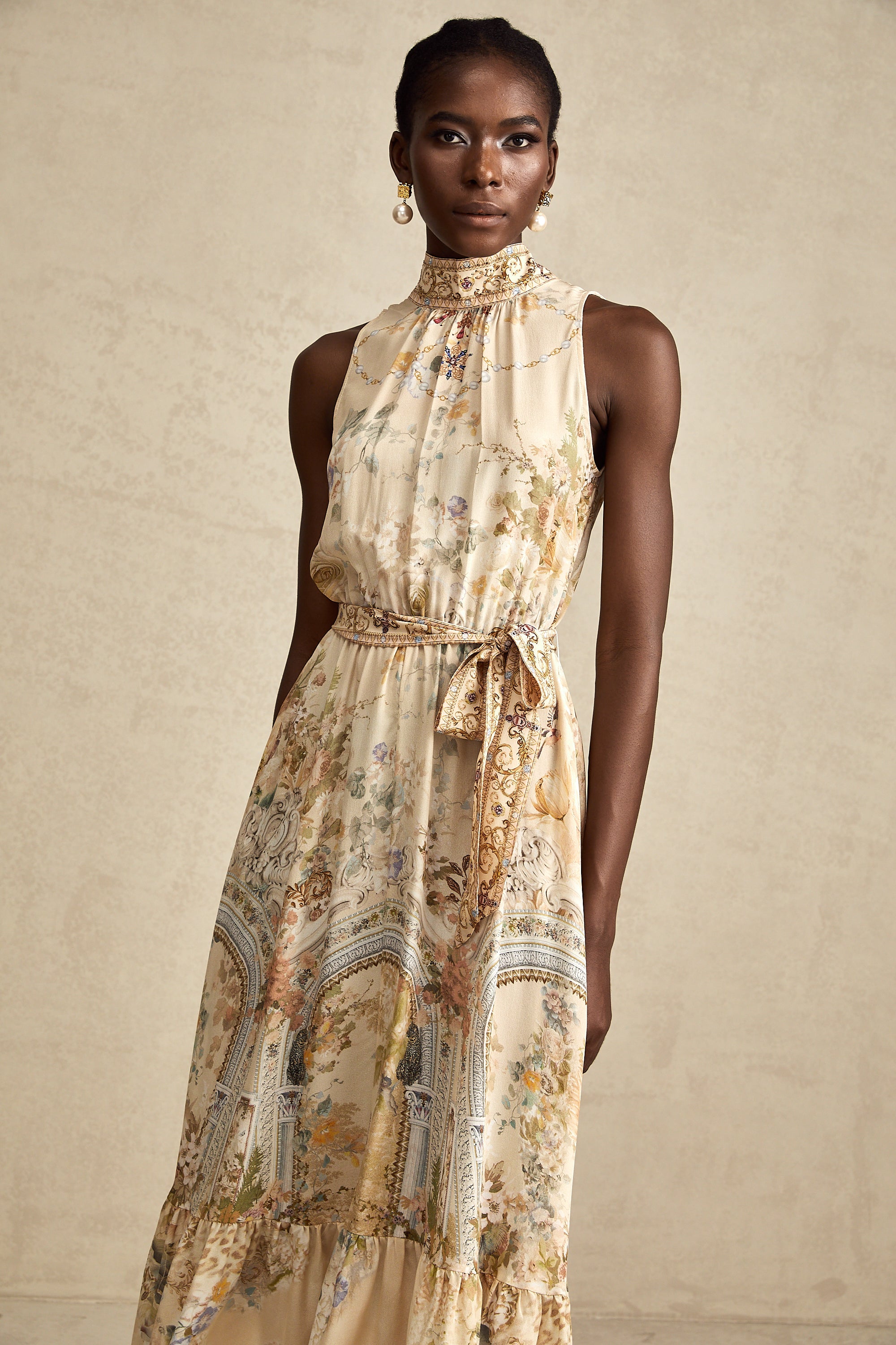 Hermine graphic-print sleeveless midi dress