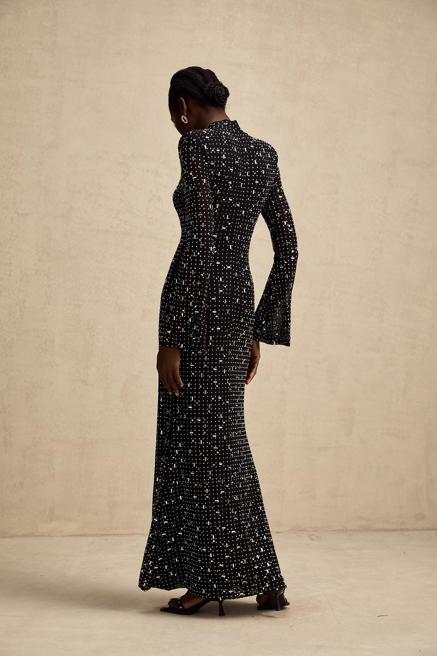 Semi Sheer Shirt Dress in Black