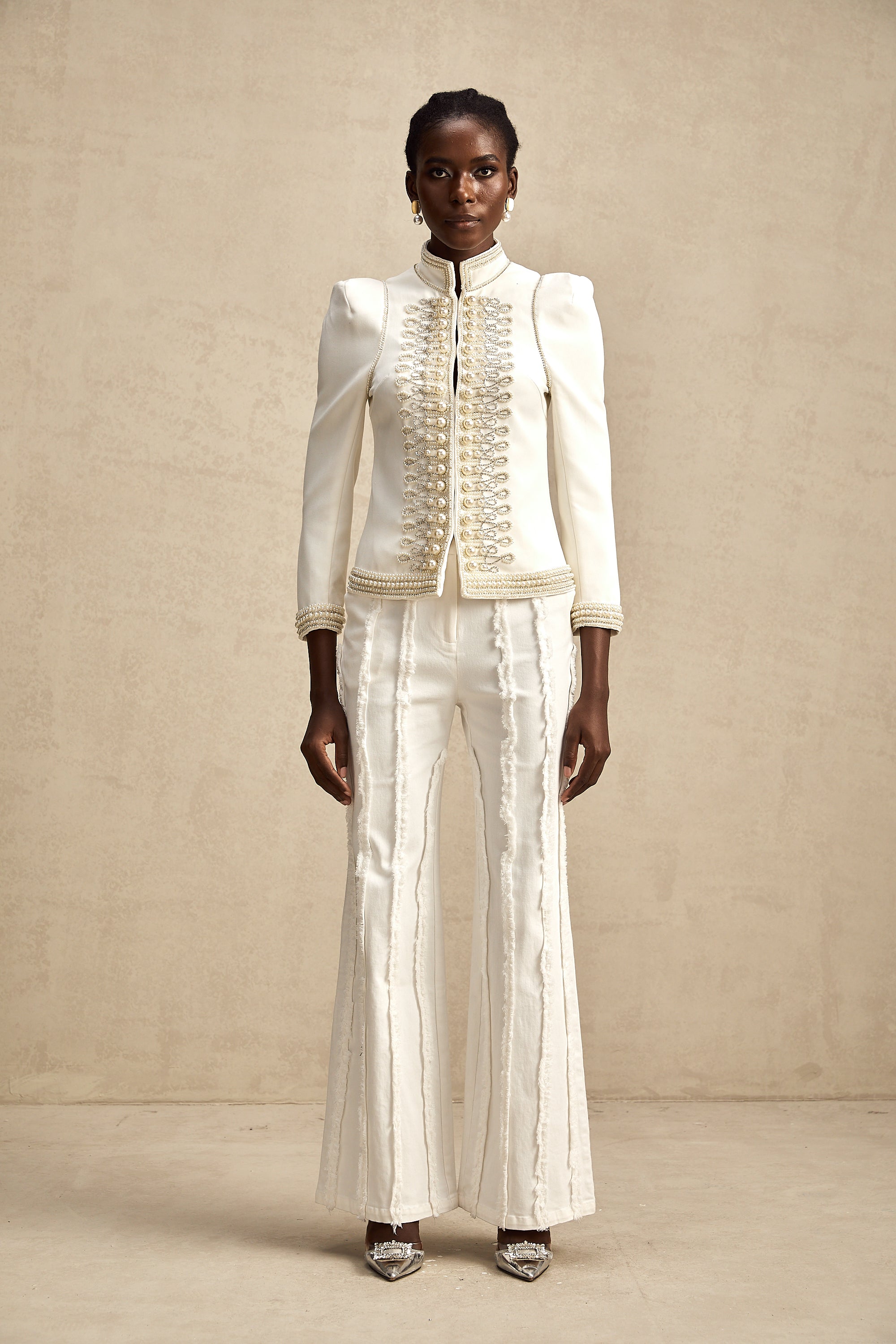 Aïda white bead-embellished jacket