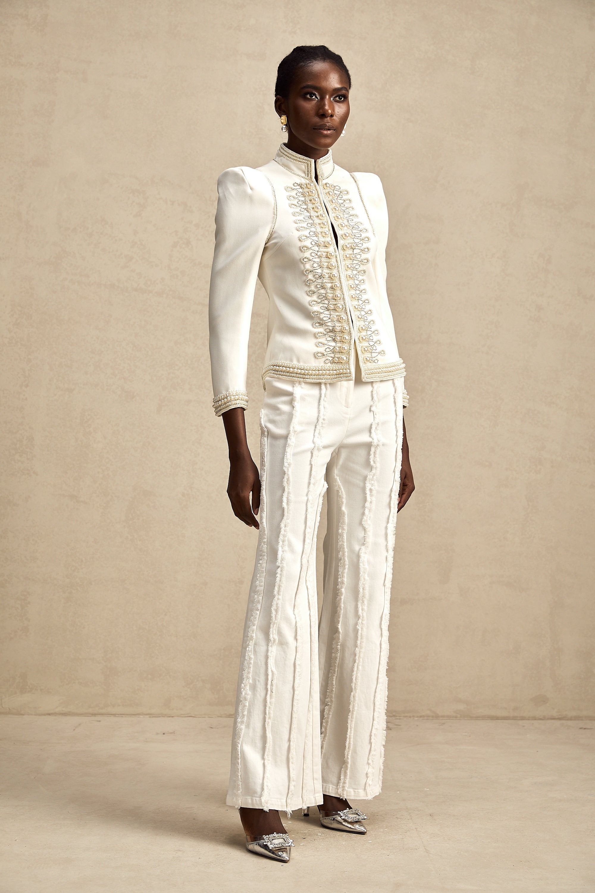 Aïda white bead-embellished jacket