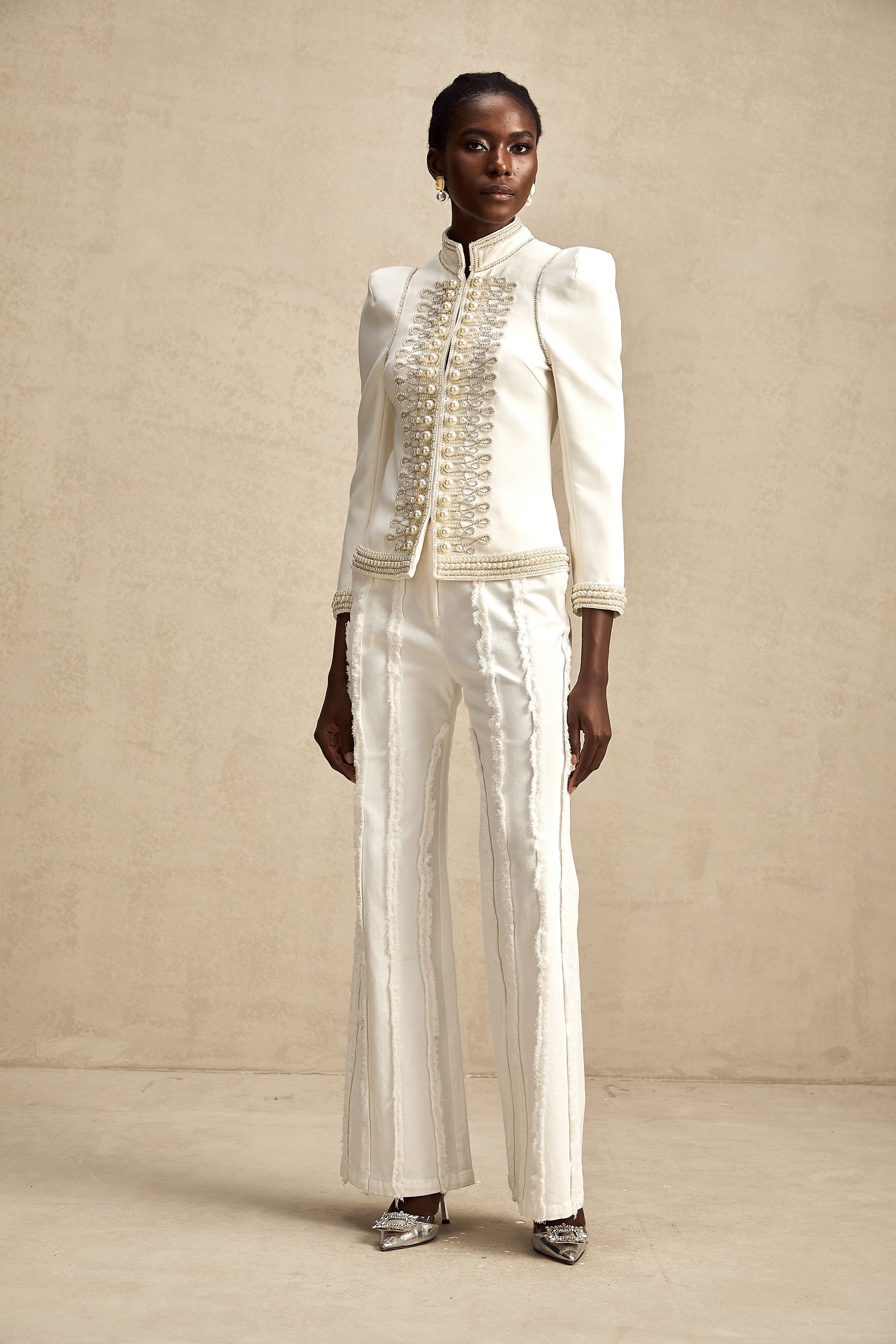 Aïda white bead-embellished jacket