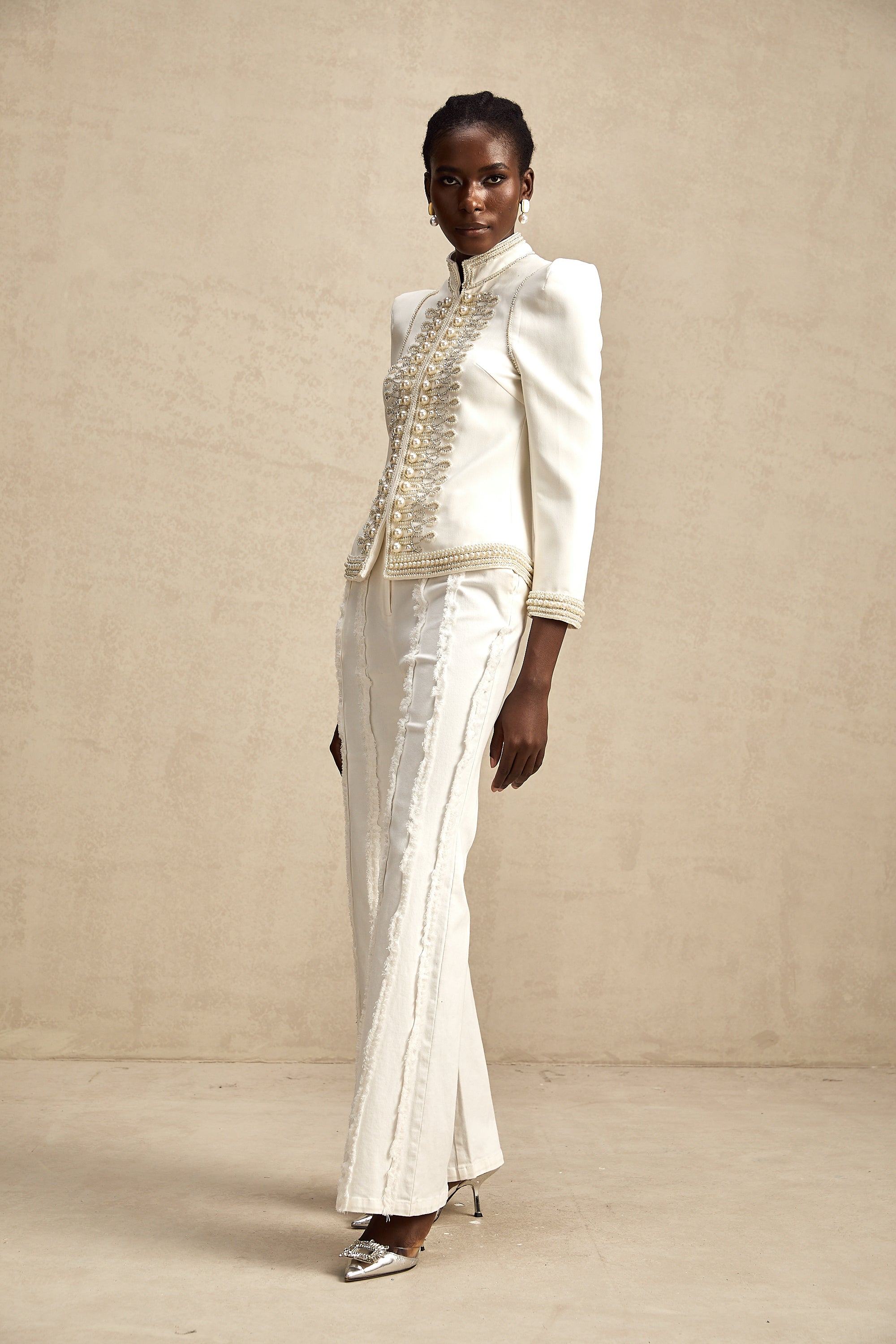 Aïda white bead-embellished jacket