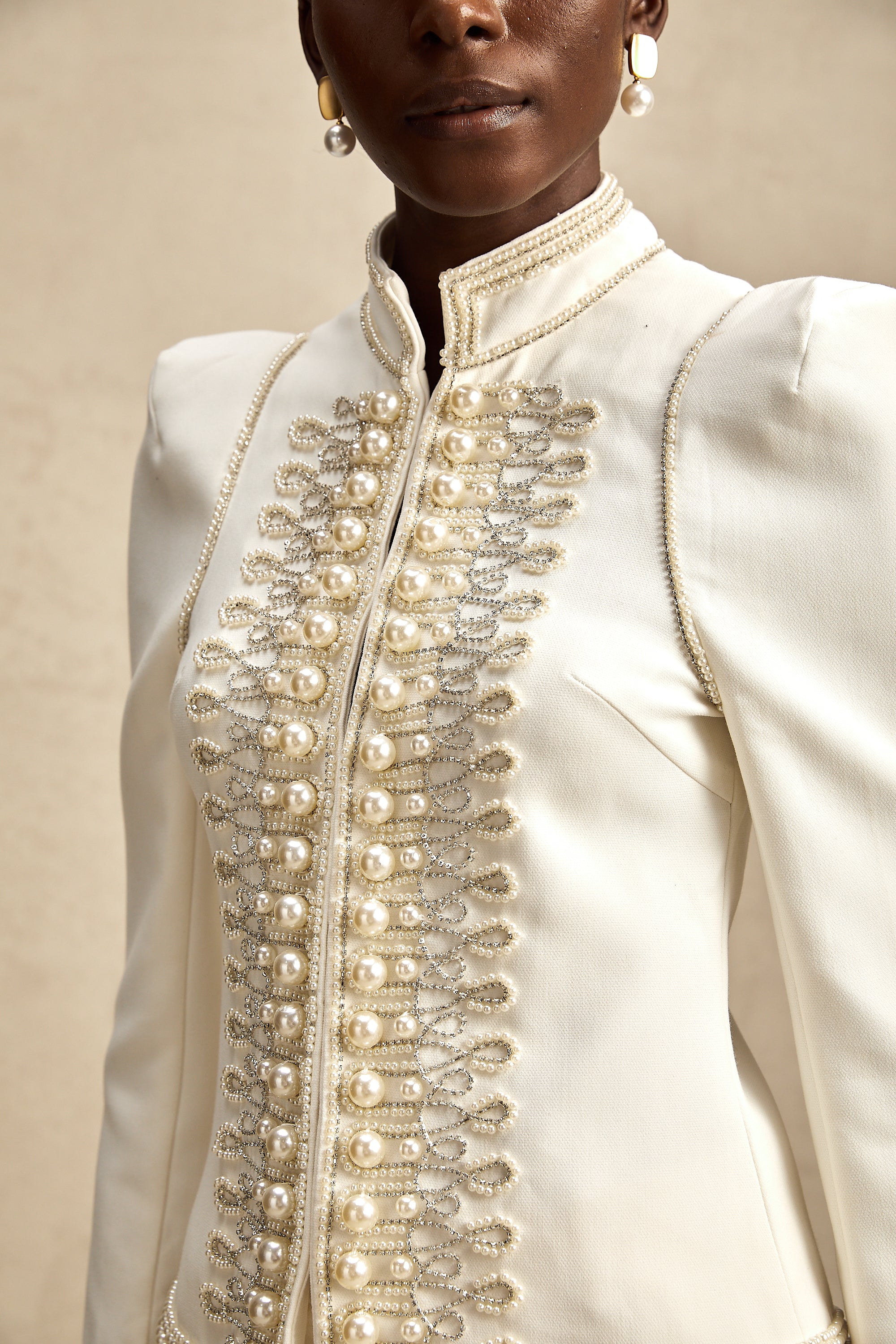 Aïda white bead-embellished jacket