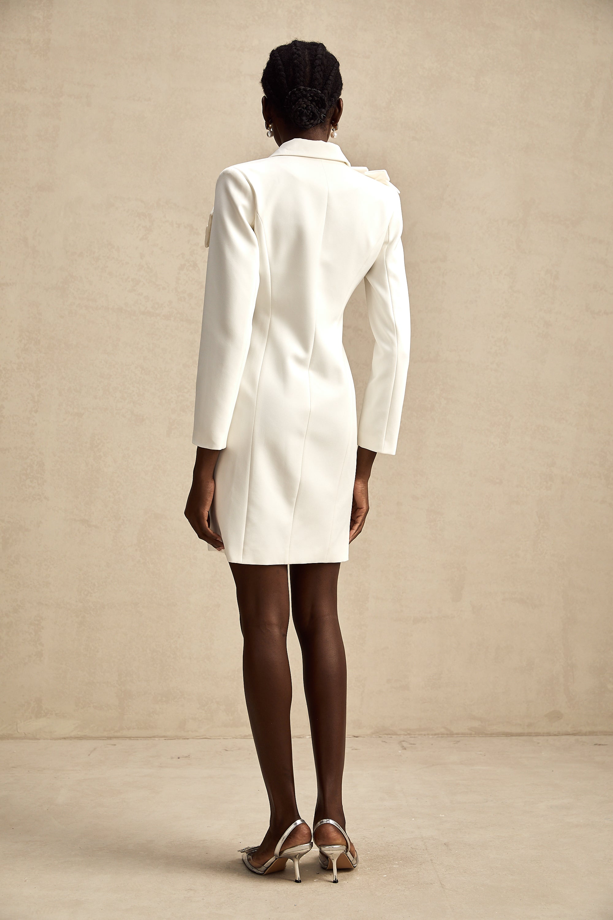 Constance white flower zippered blazer dress