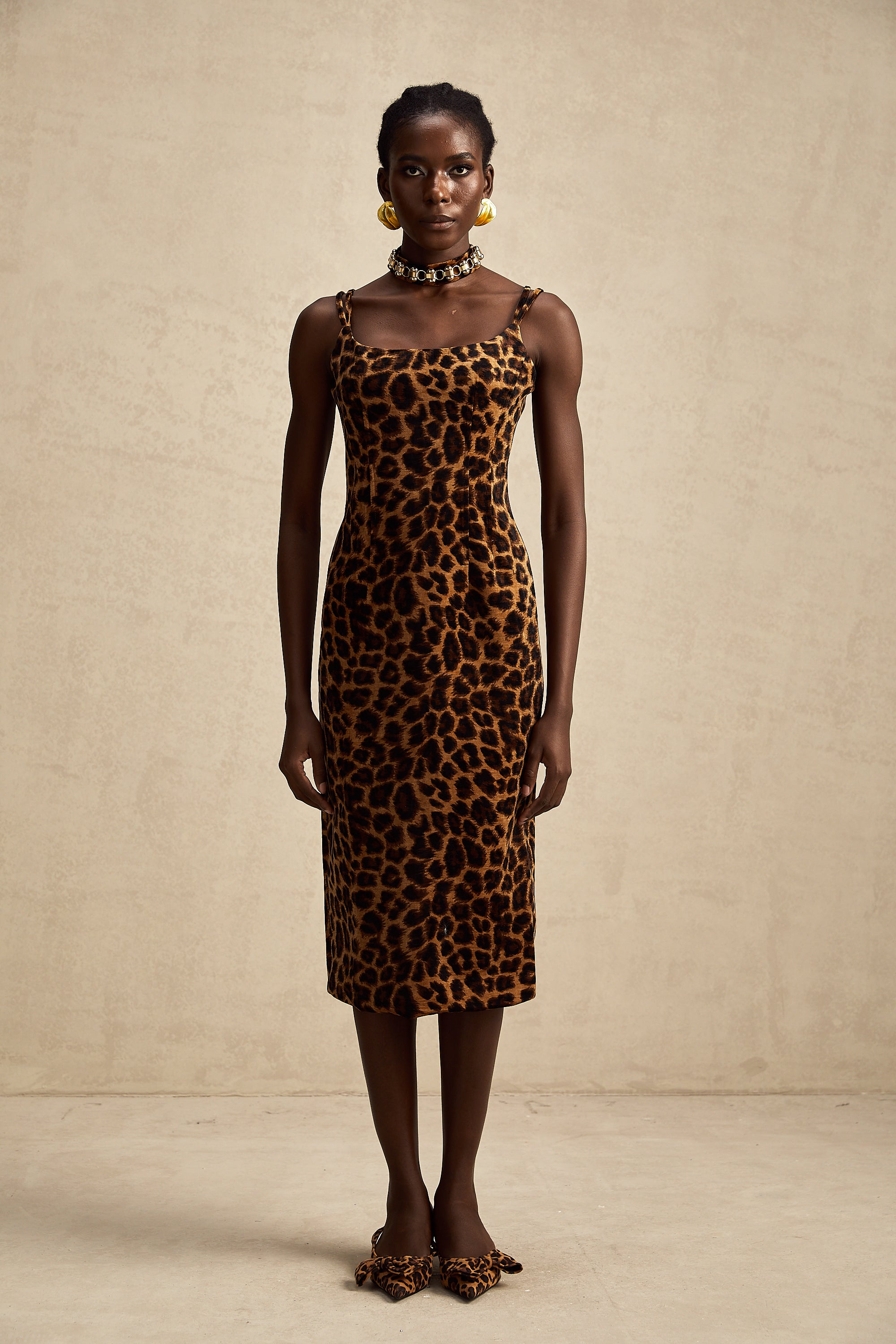 Bérengère leopard-print midi dress