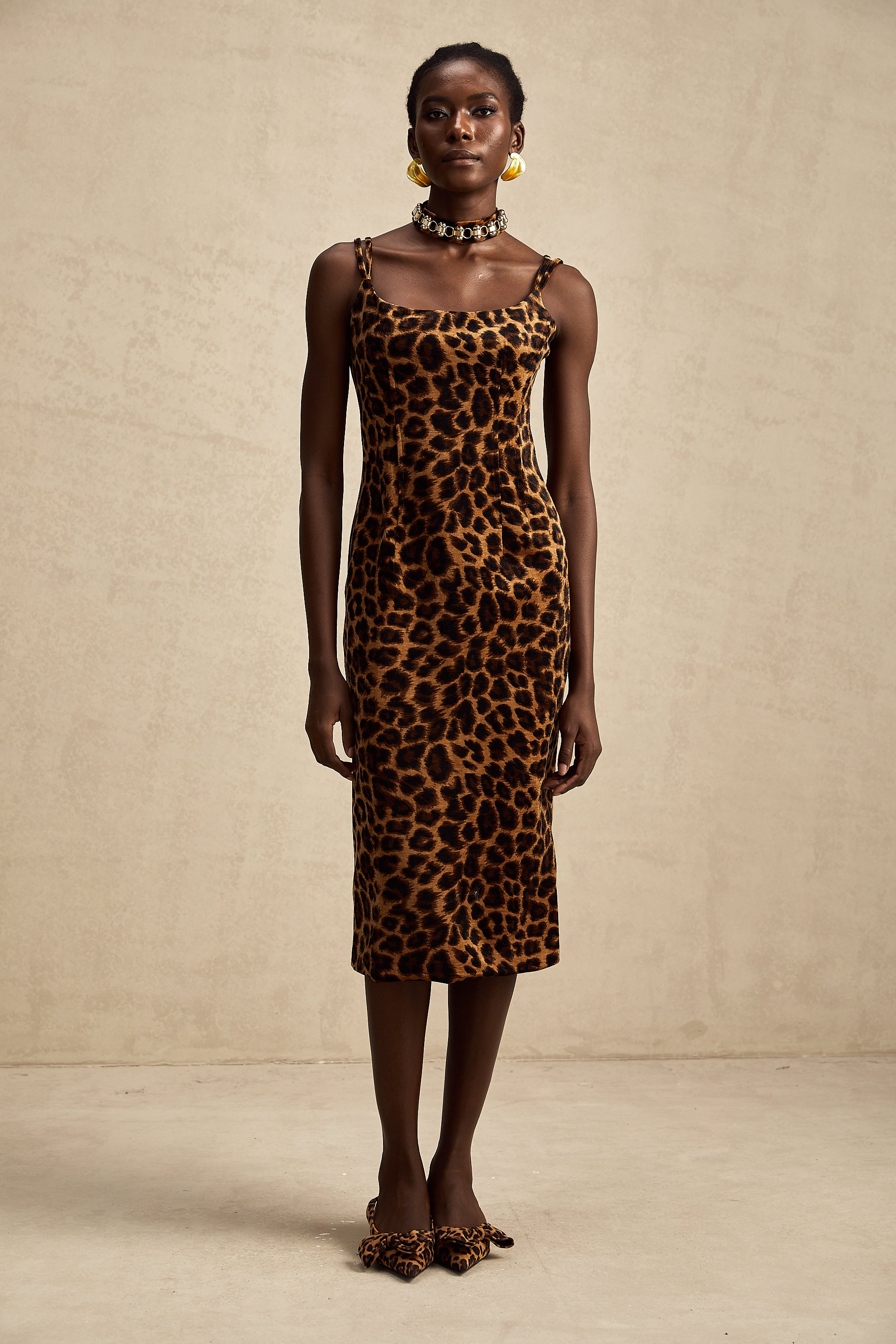 Bérengère leopard-print midi dress