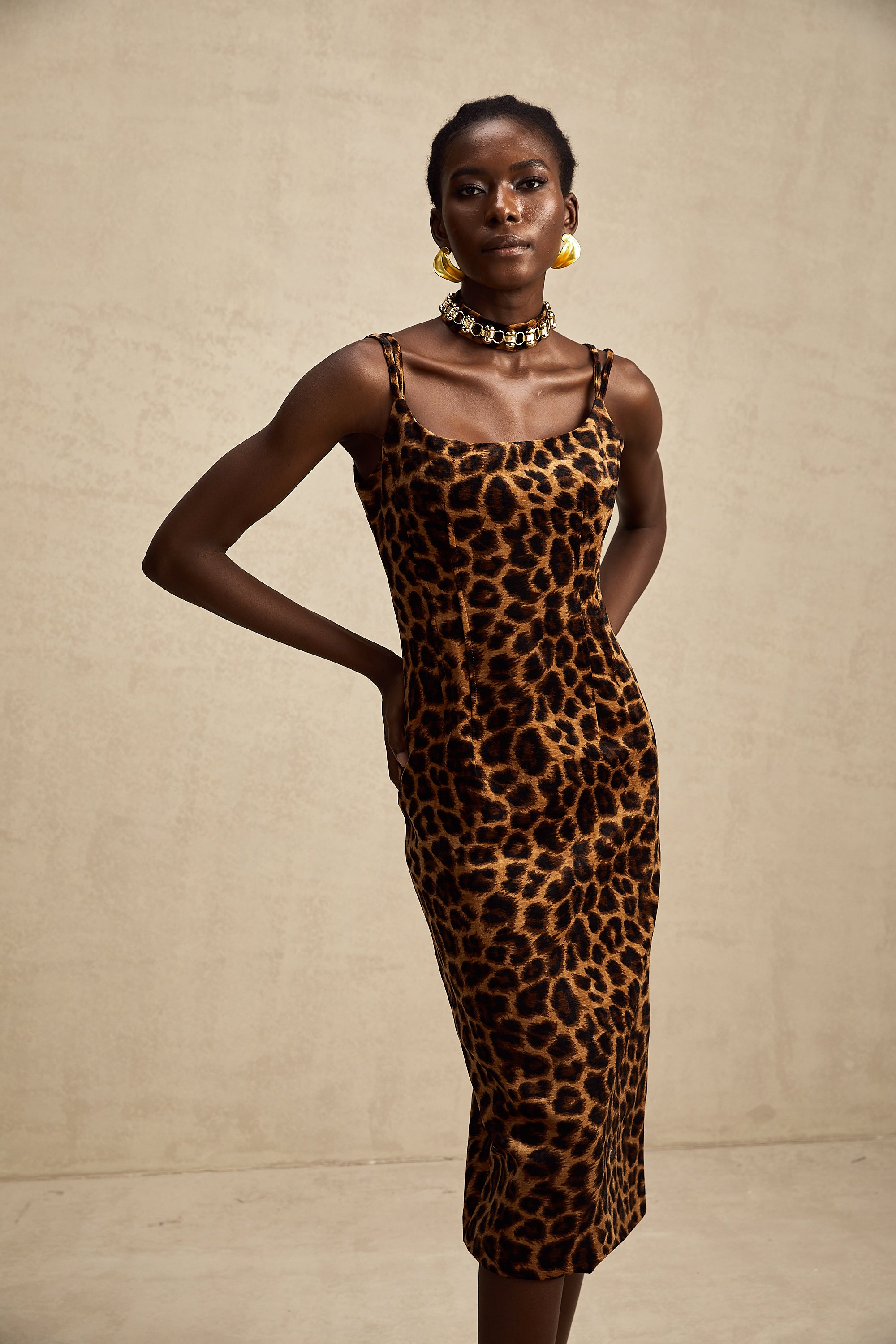 Bérengère leopard-print midi dress