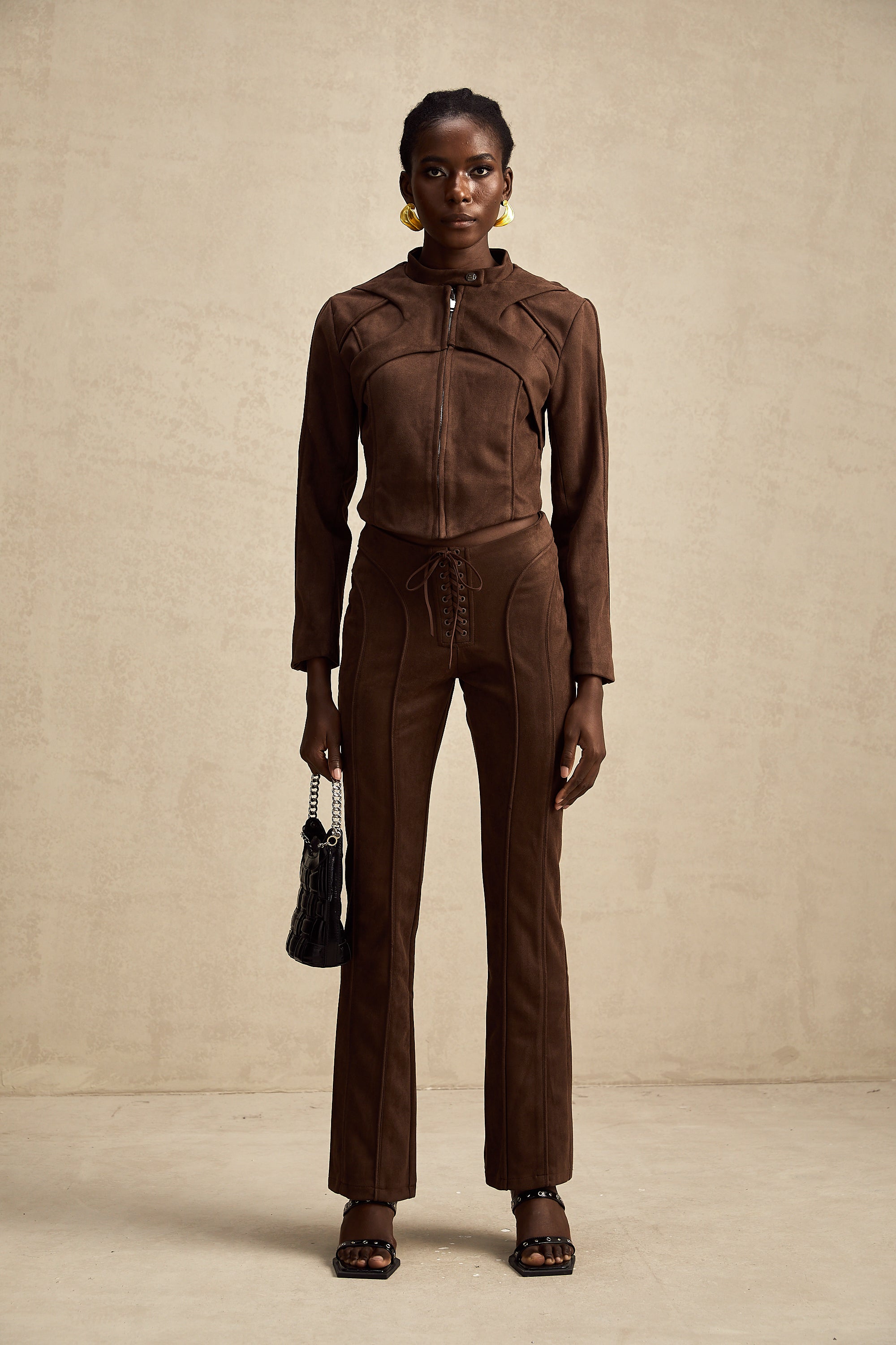 Chloé brown suede jacket & trousers matching set