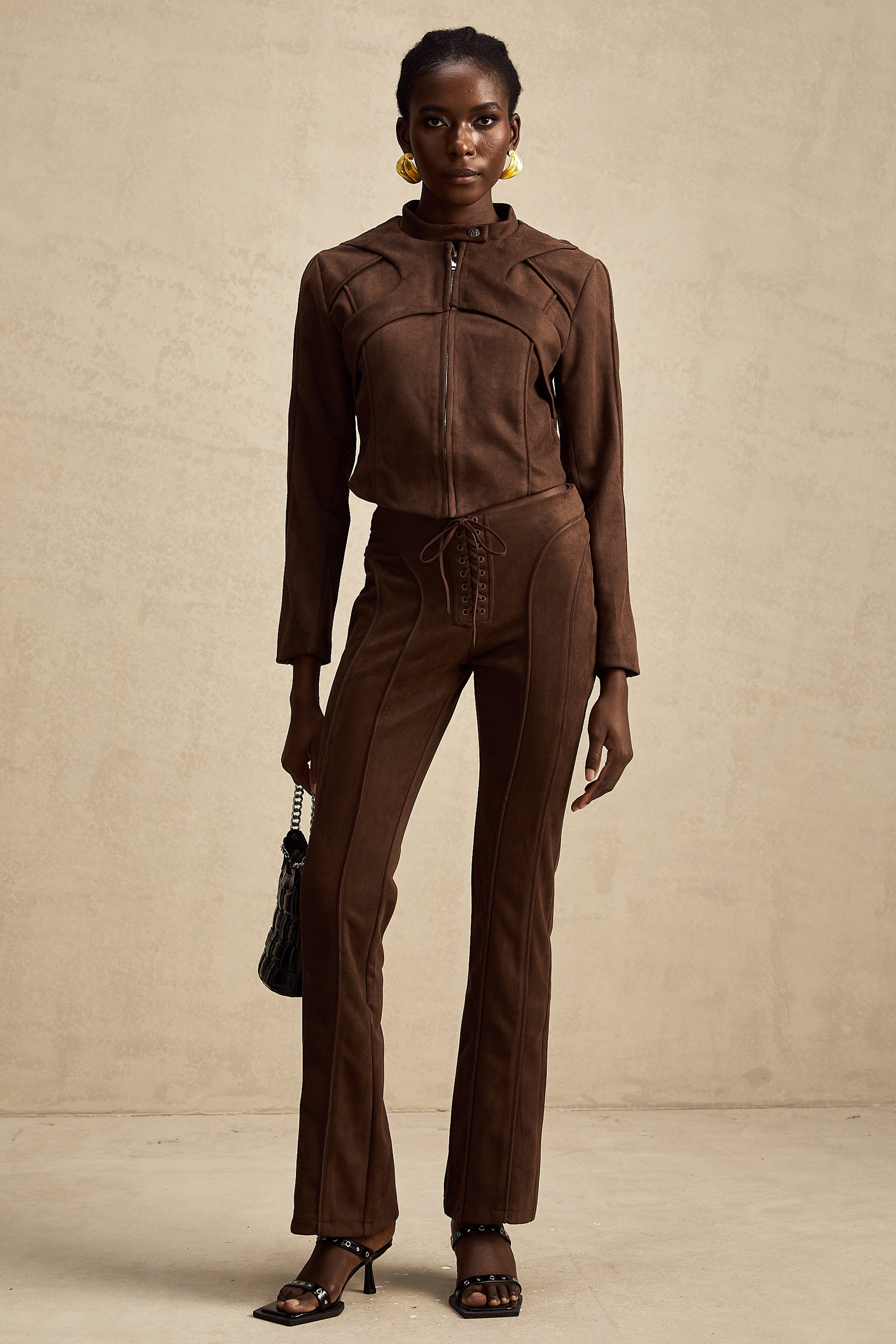 Chloé brown suede jacket & trousers matching set