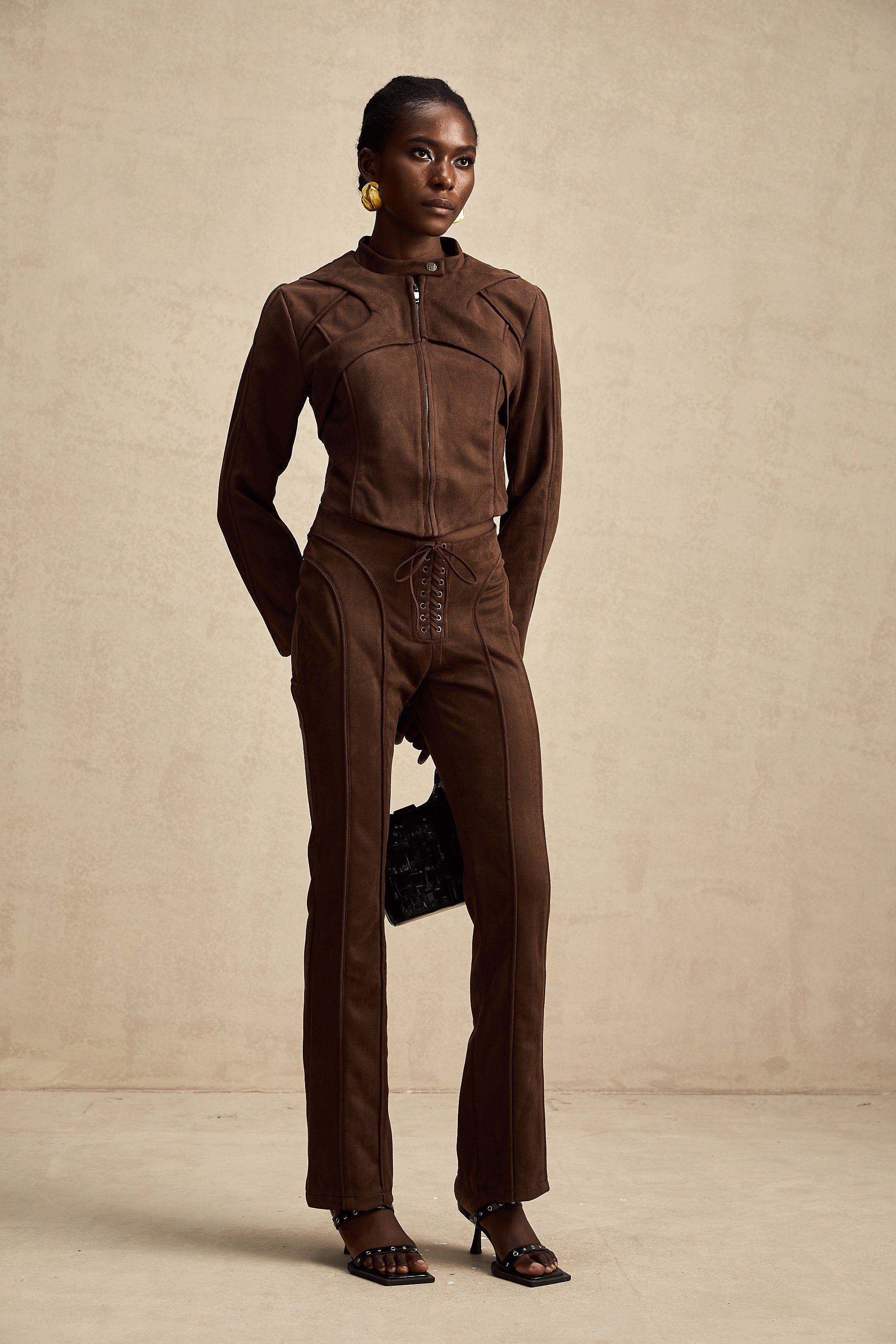 Chloé brown suede jacket & trousers matching set