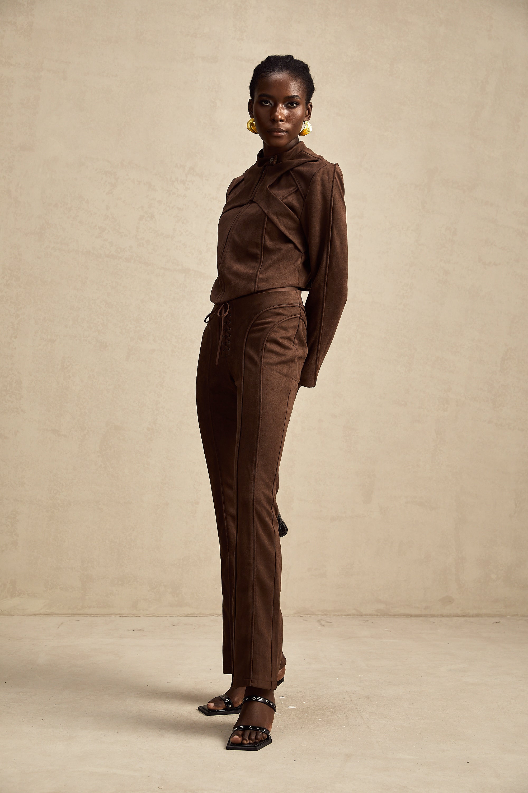 Chloé brown suede jacket & trousers matching set