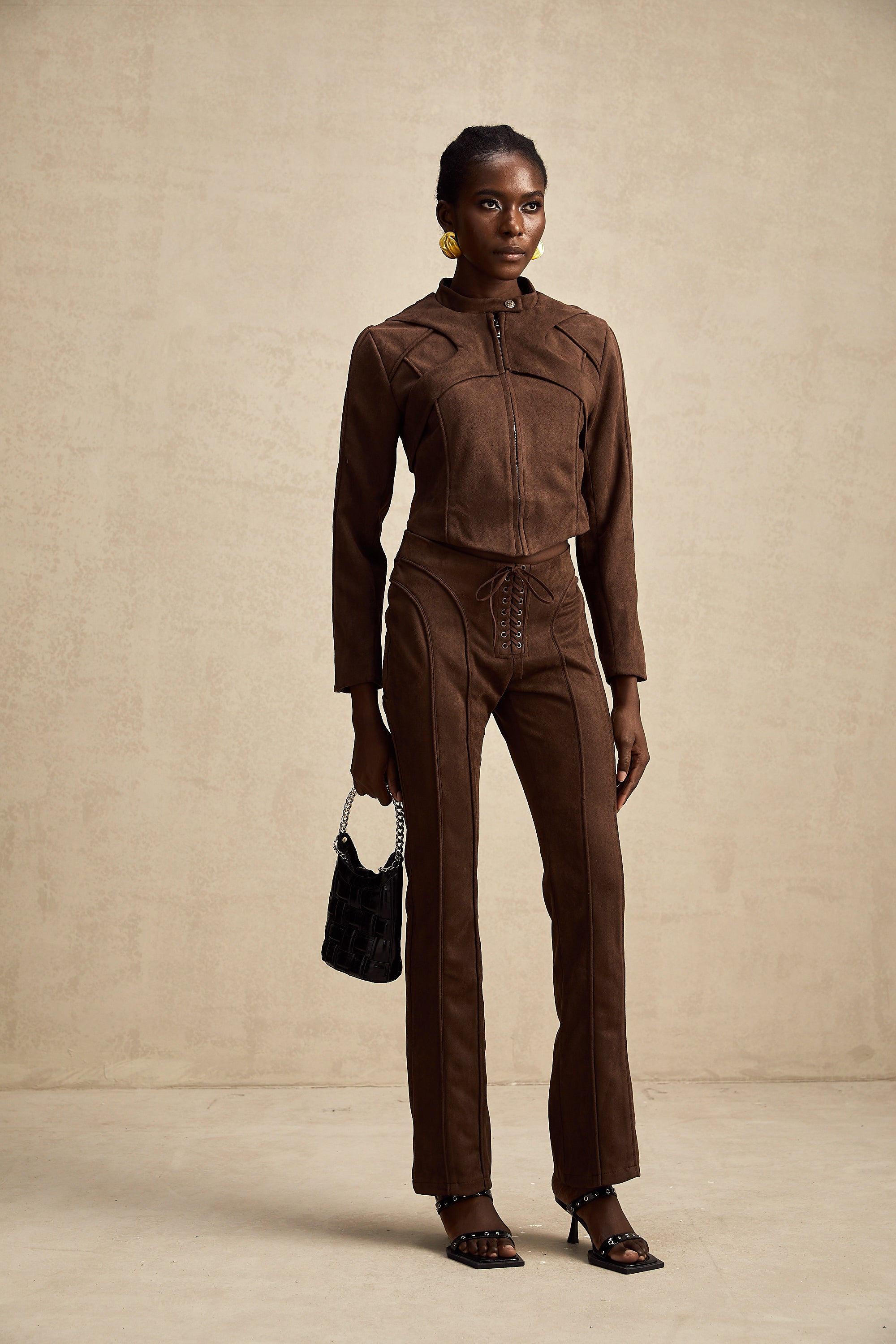 Chloé brown suede jacket & trousers matching set