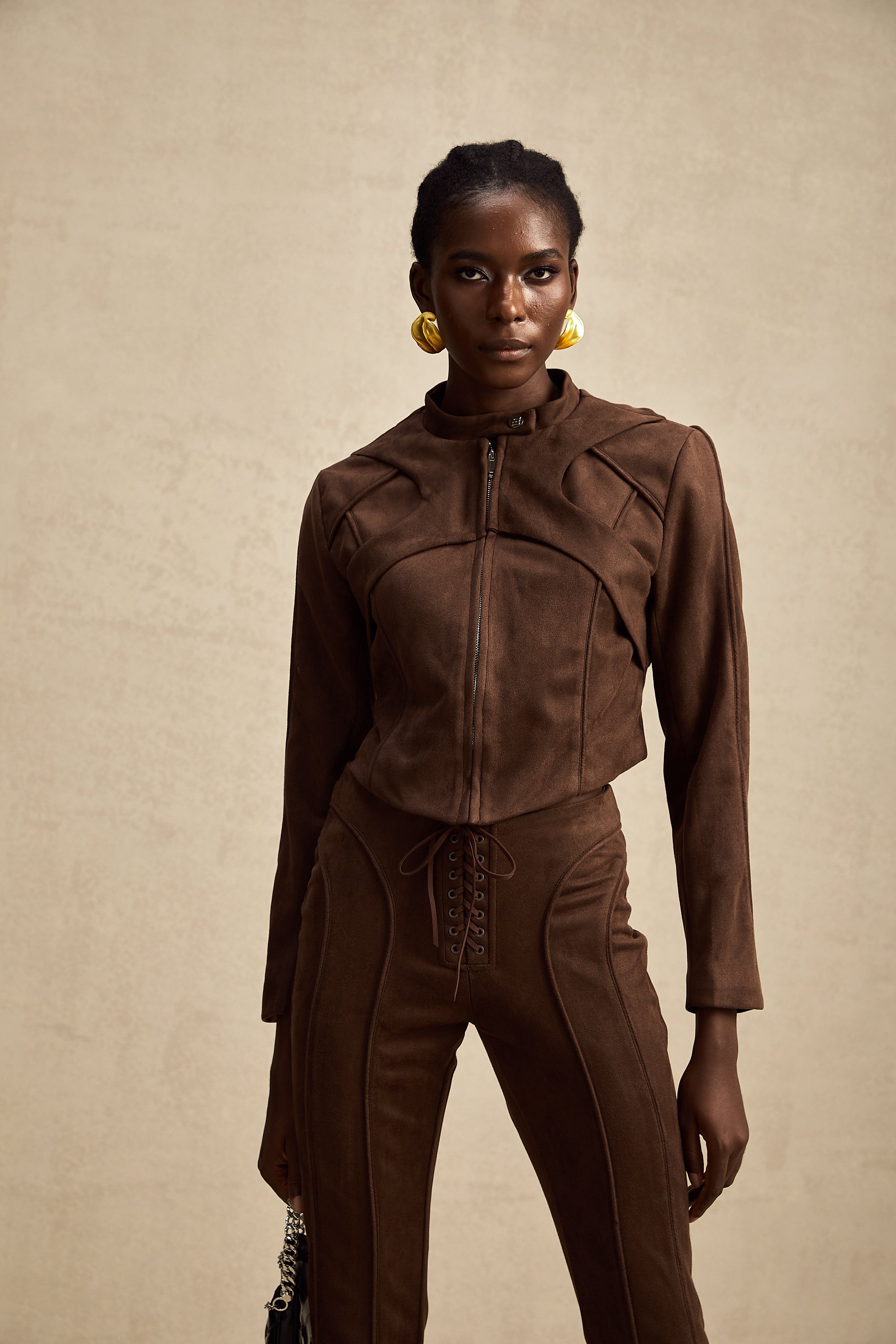 Chloé brown suede jacket & trousers matching set