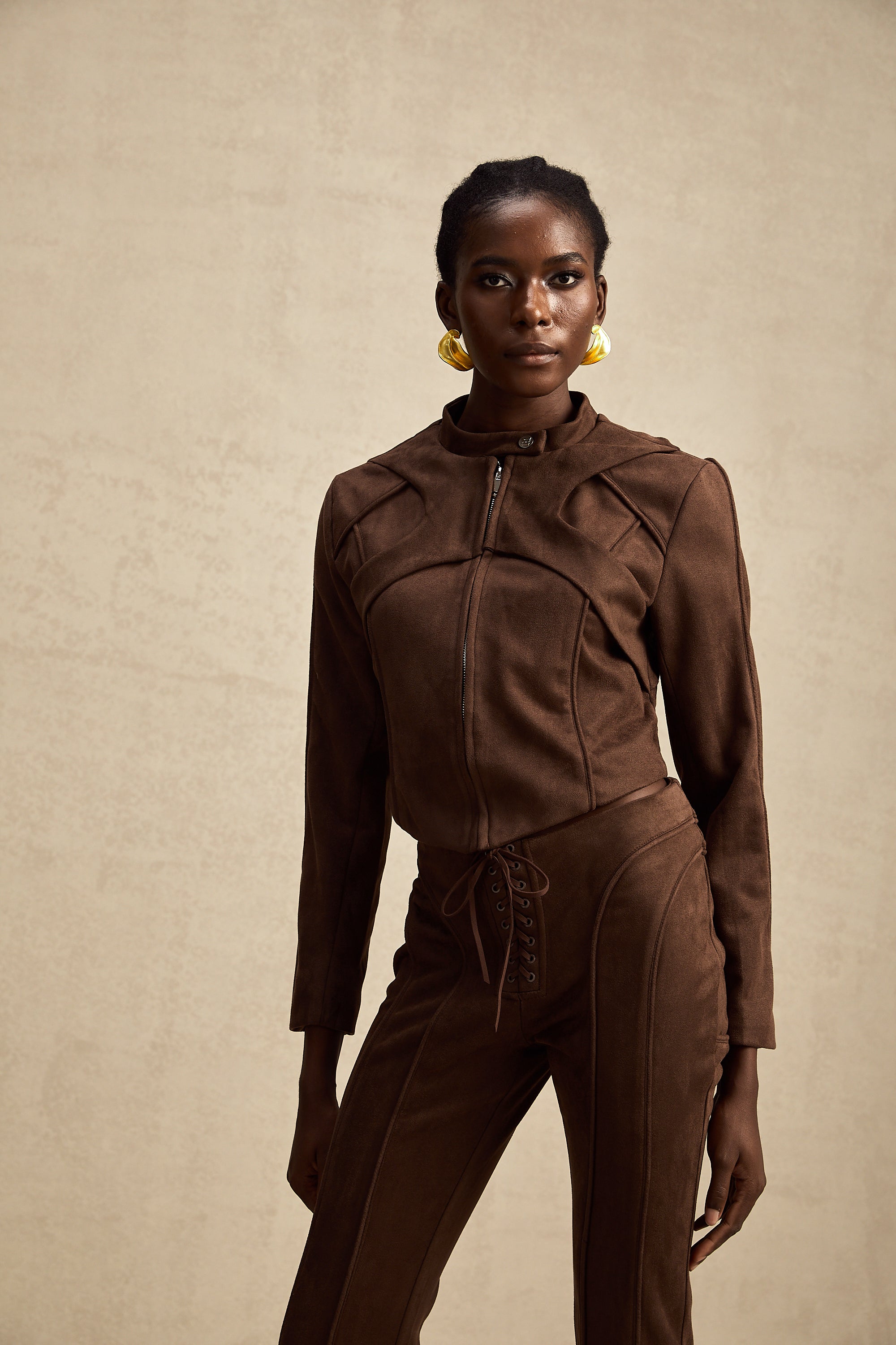 Chloé brown suede jacket & trousers matching set