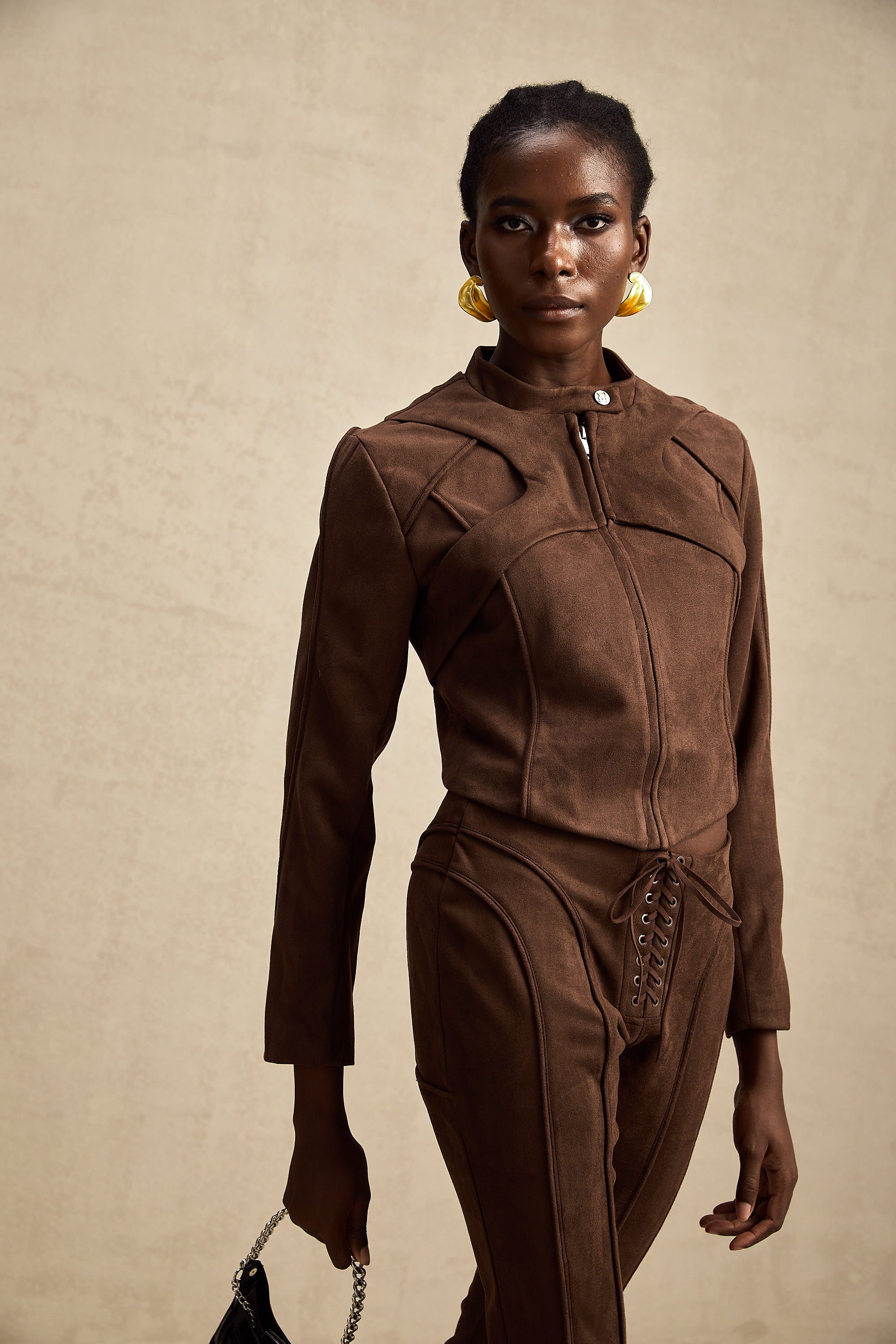 Chloé brown suede jacket & trousers matching set