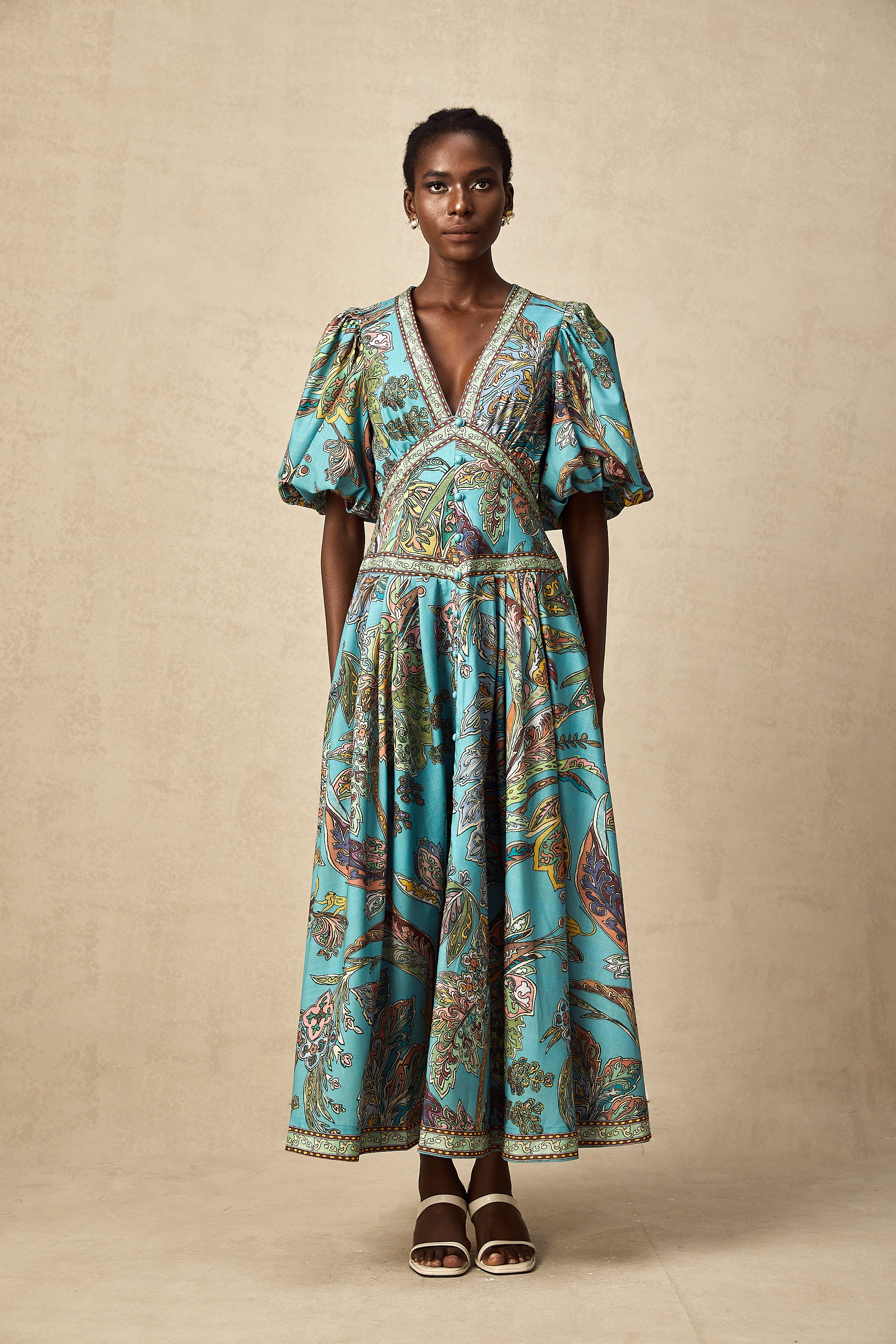 Léonore paisley-print pleated midi dress