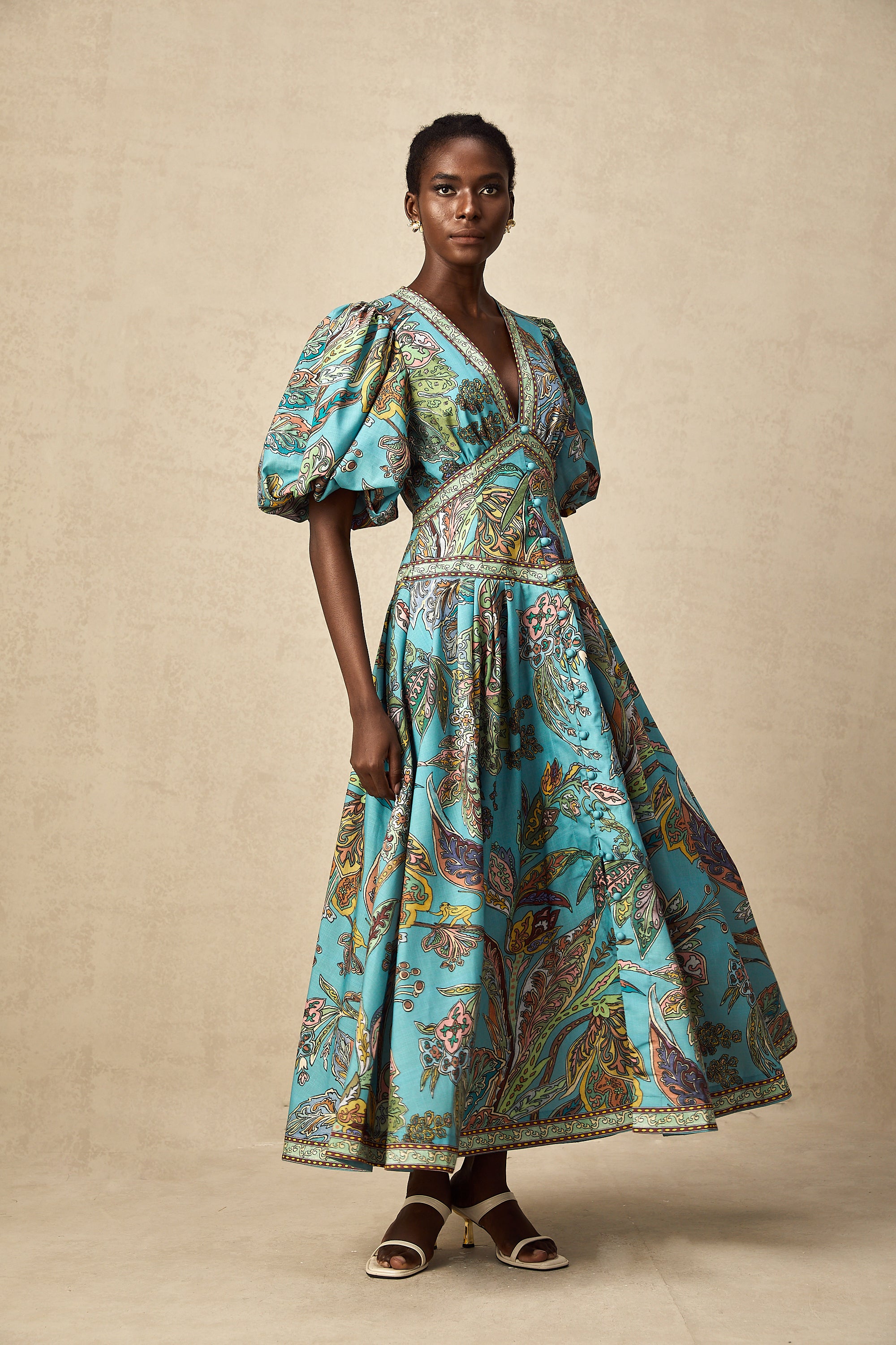 Léonore paisley-print pleated midi dress