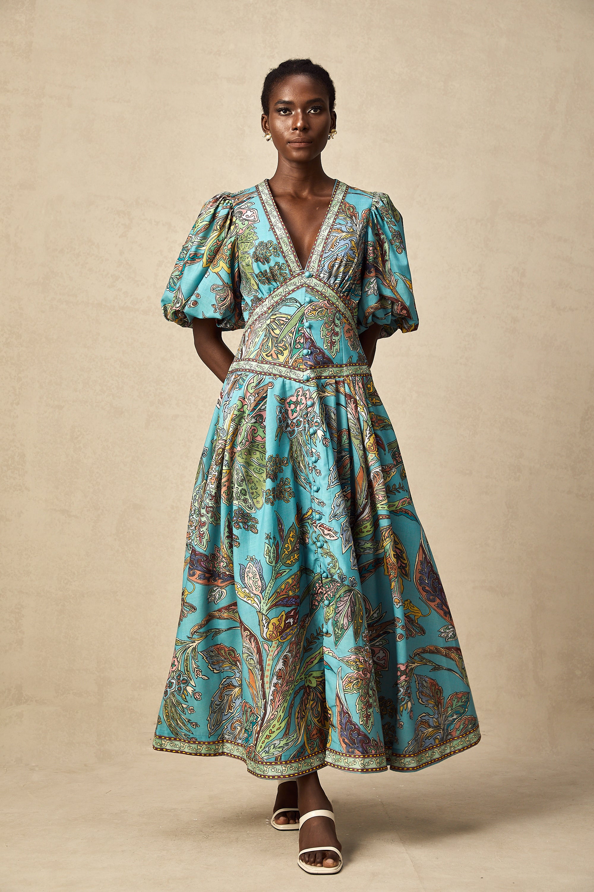 Léonore paisley-print pleated midi dress