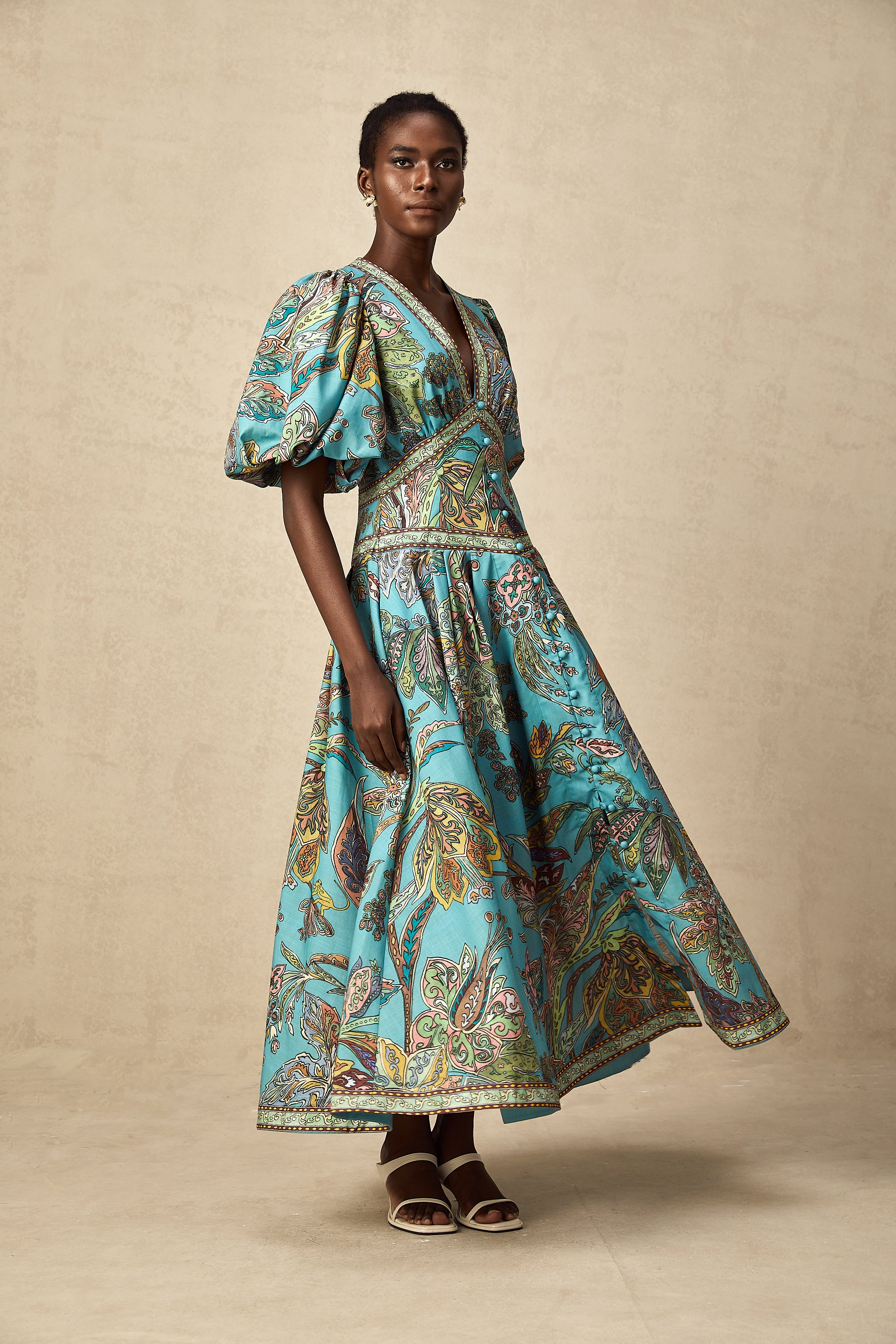 Léonore paisley-print pleated midi dress