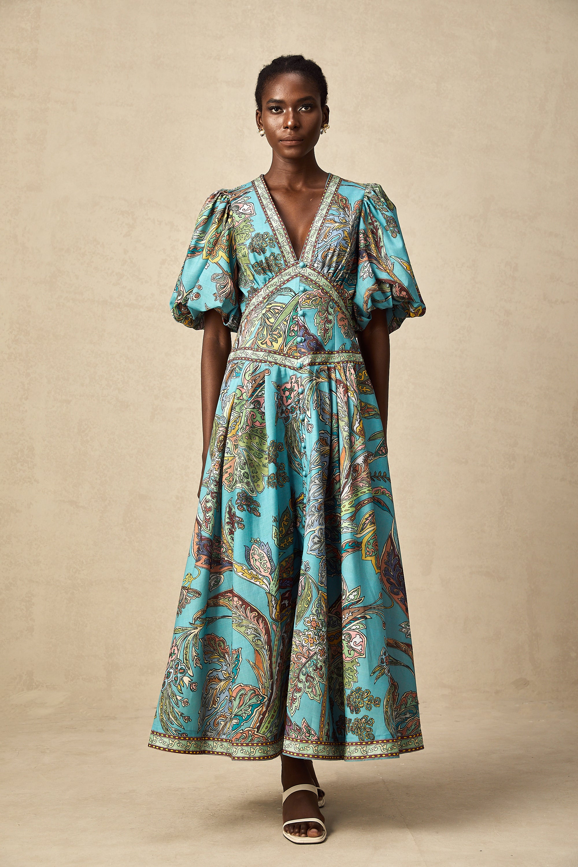 Léonore paisley-print pleated midi dress