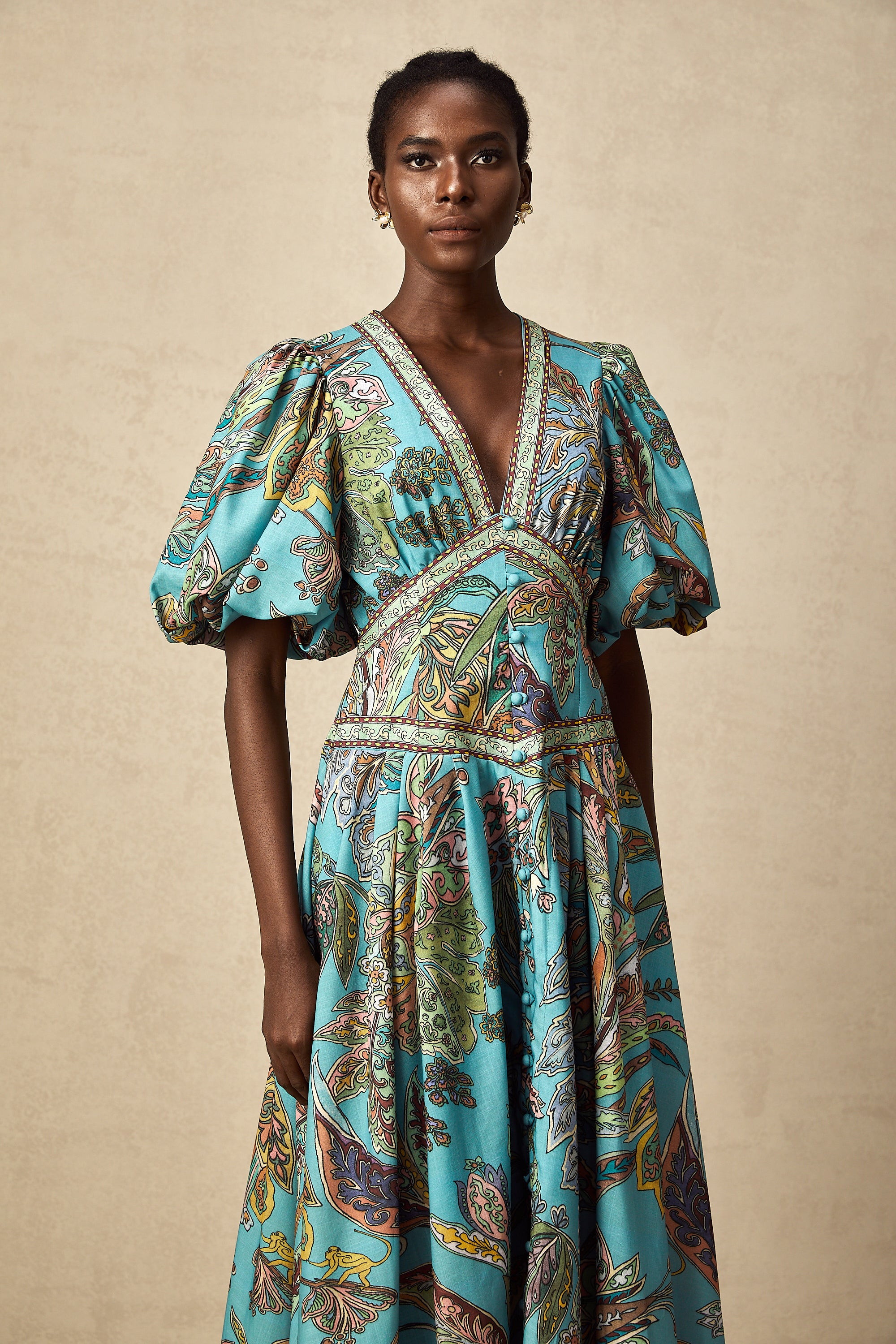 Léonore paisley-print pleated midi dress