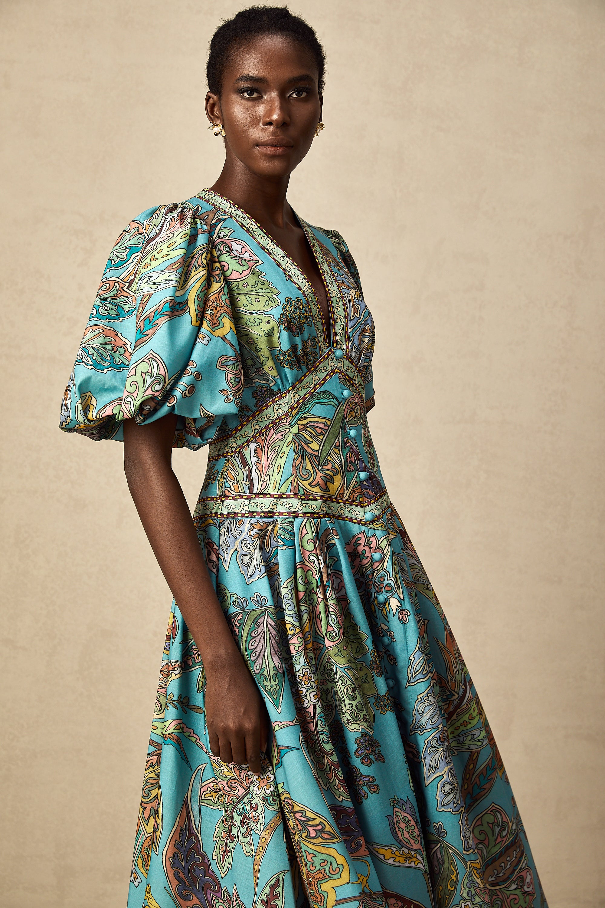 Léonore paisley-print pleated midi dress