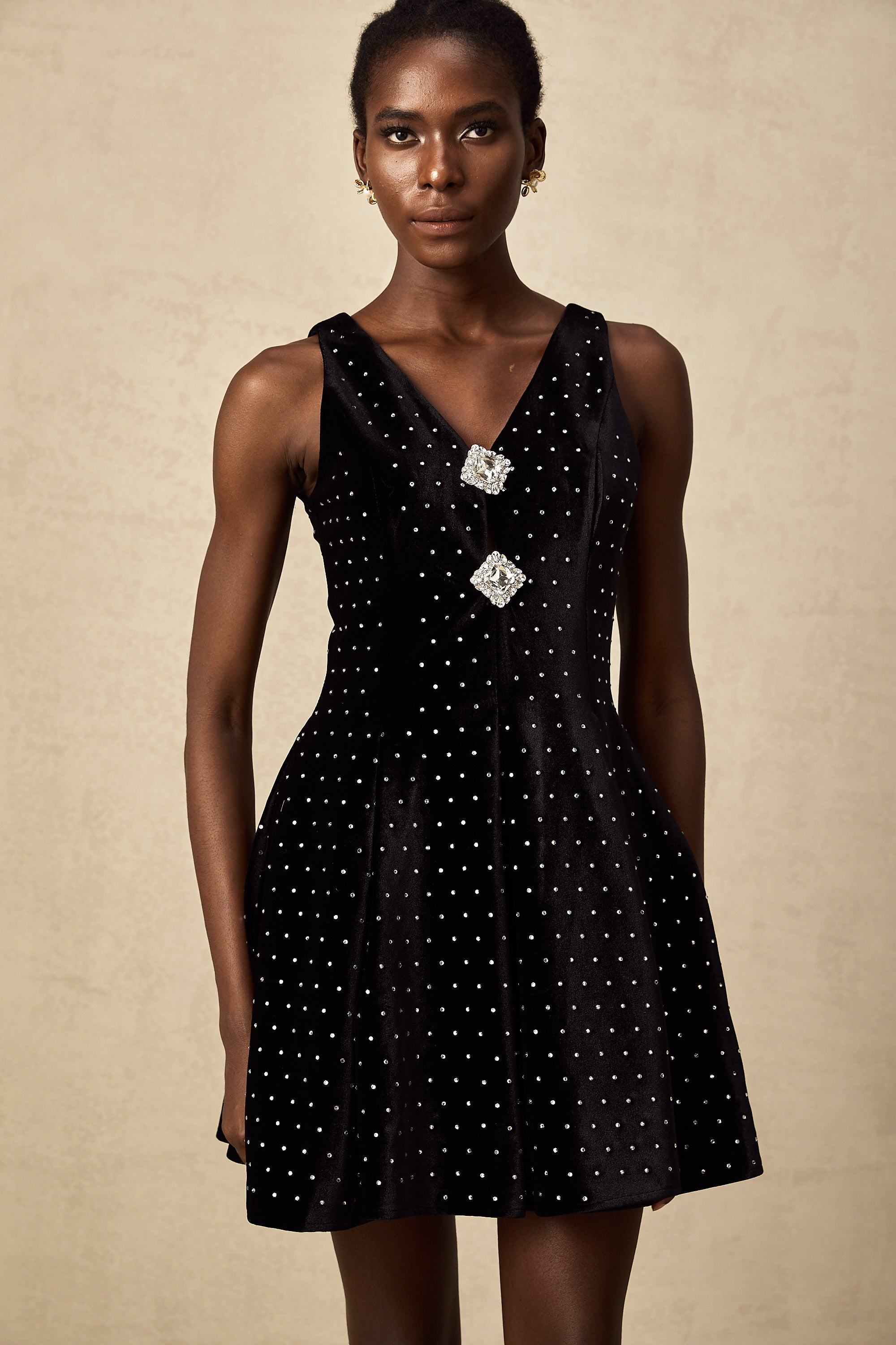 Laurine crystal-embellished polka-dot mini dress