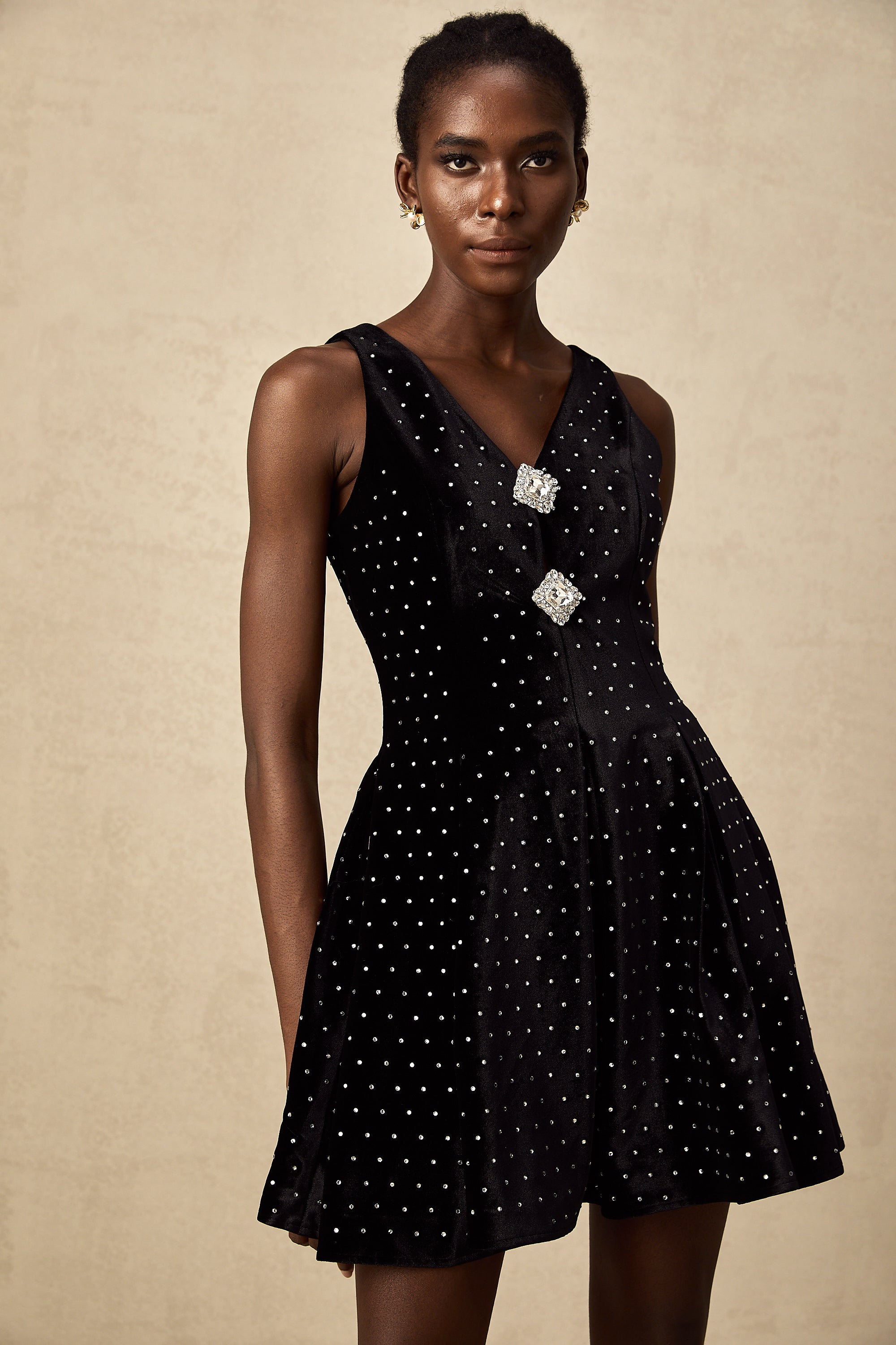 Laurine crystal-embellished polka-dot mini dress