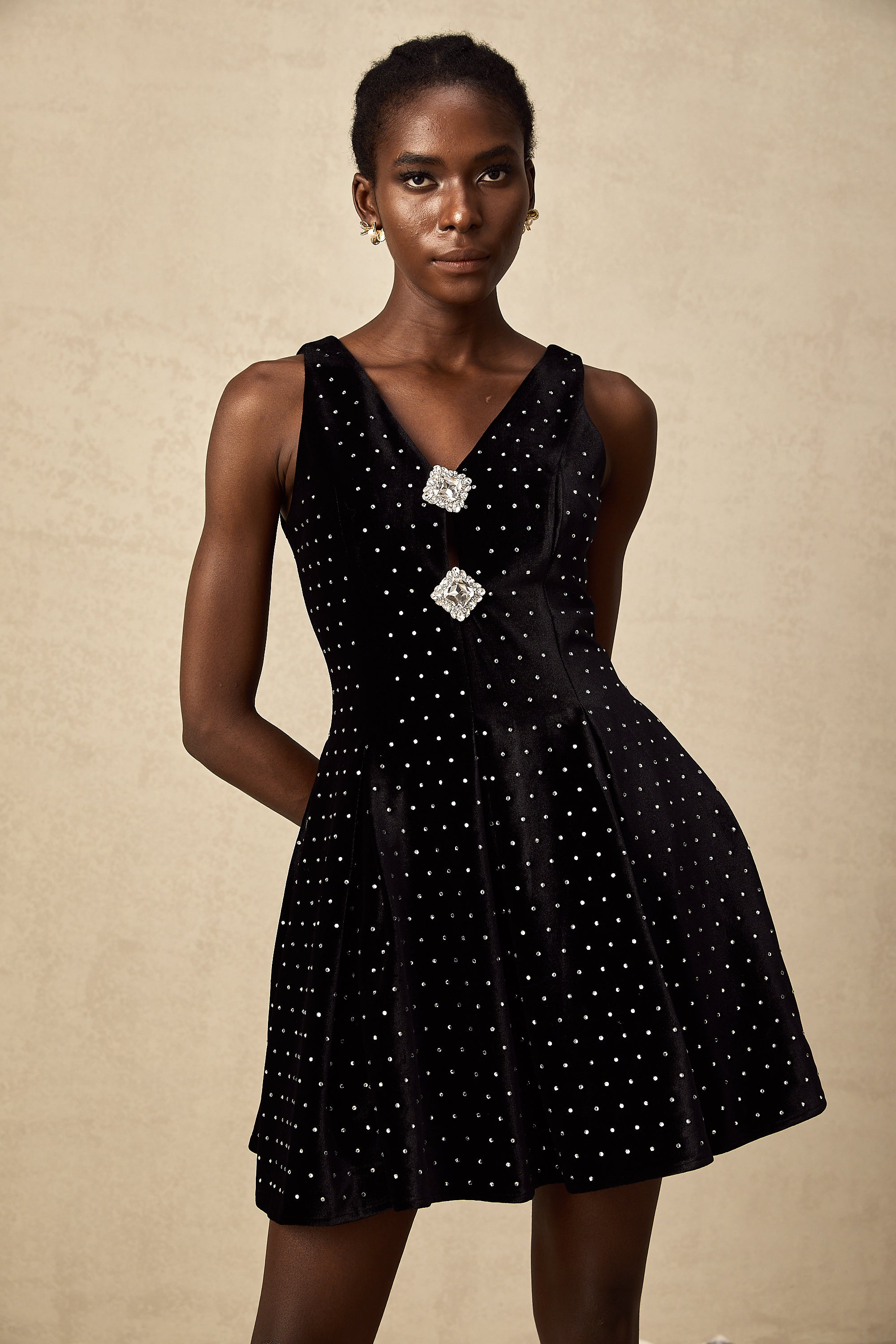 Laurine crystal-embellished polka-dot mini dress