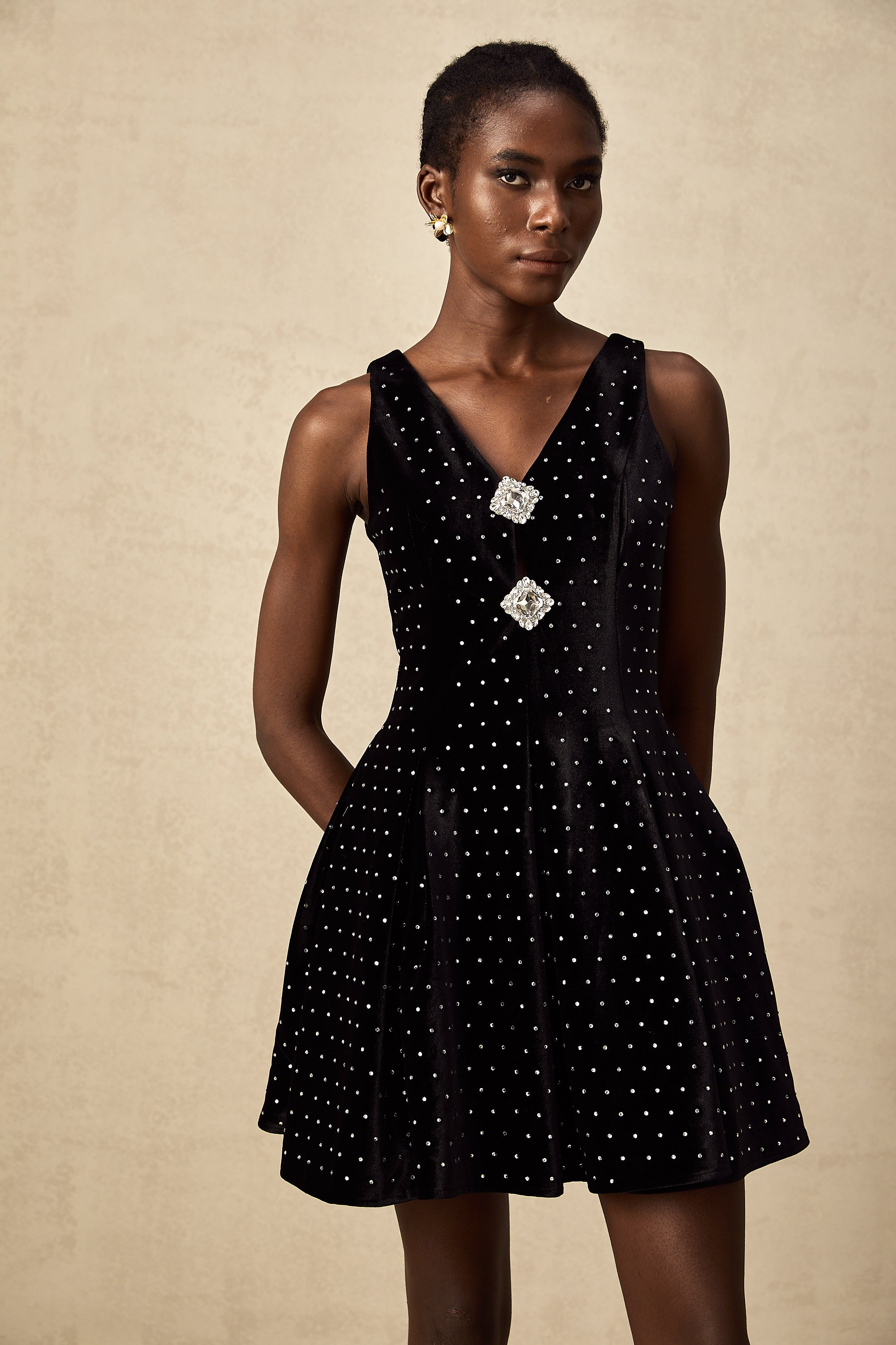 Laurine crystal-embellished polka-dot mini dress