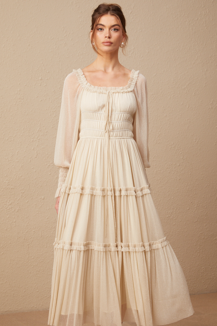 CAMILLE PLEATED BOHO MIDI DRESS