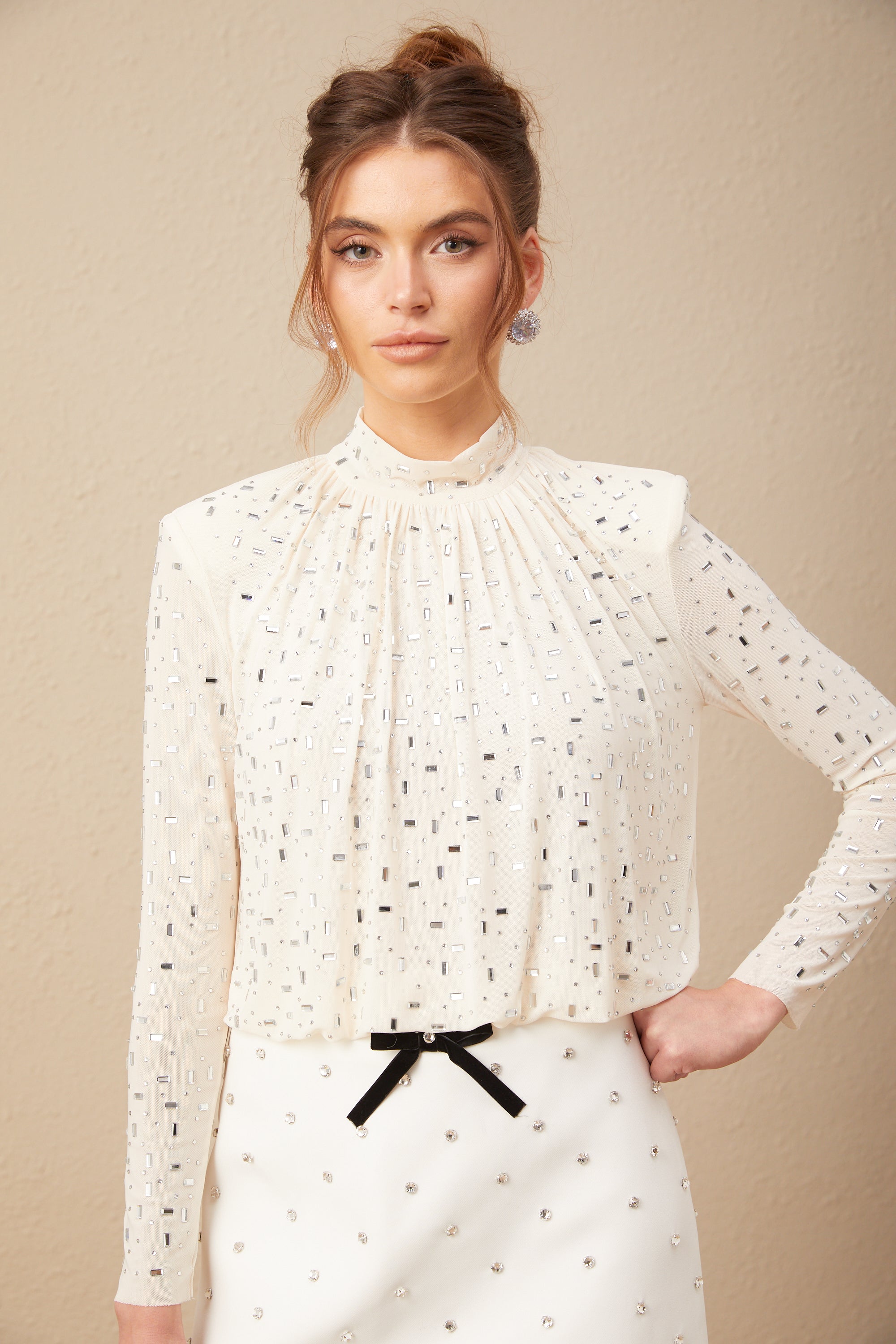 Valentine crystal-embellished blouse