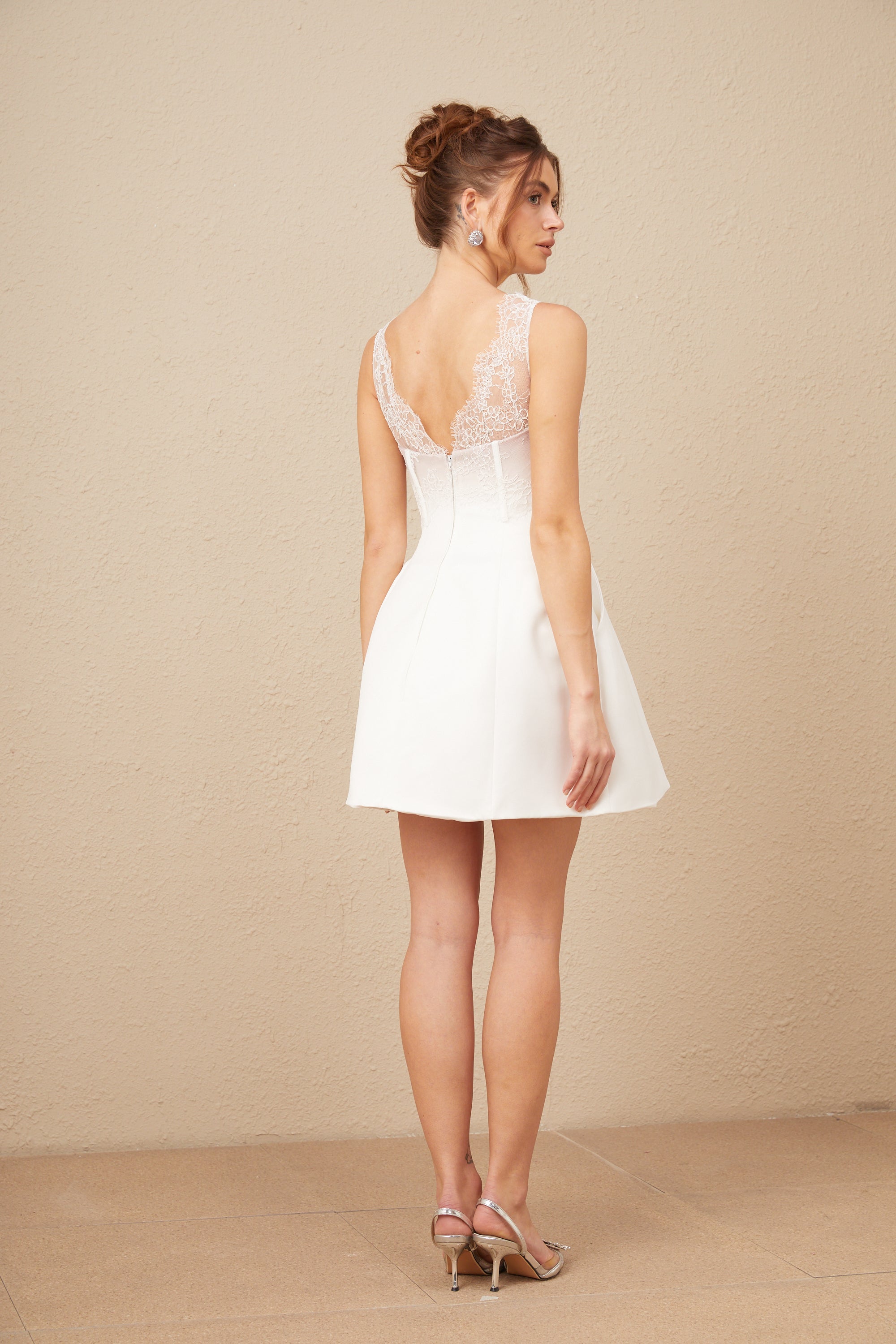 Marion lace-trimmed bustier mini dress in White