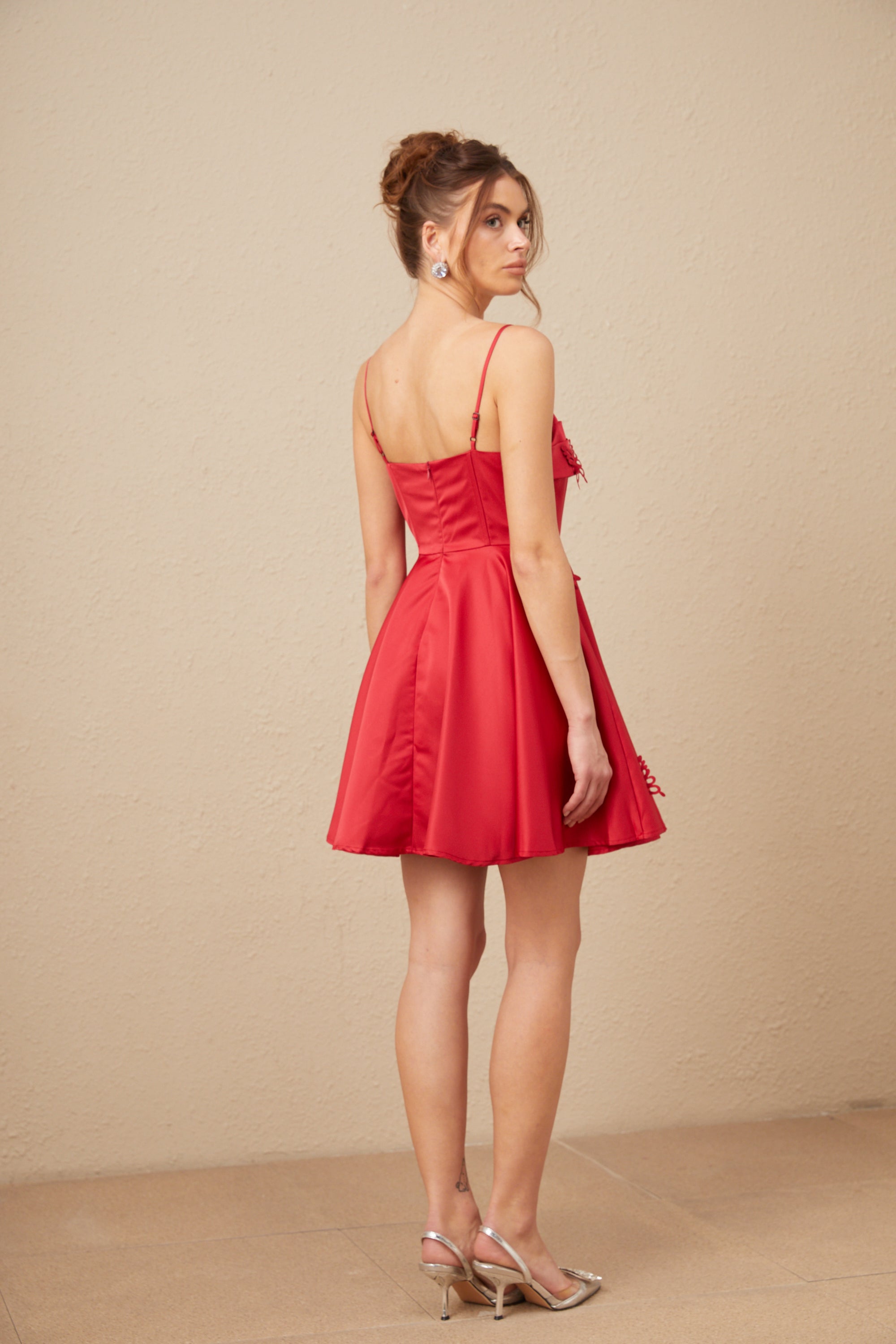 Fleur red butterfly flared mini dress