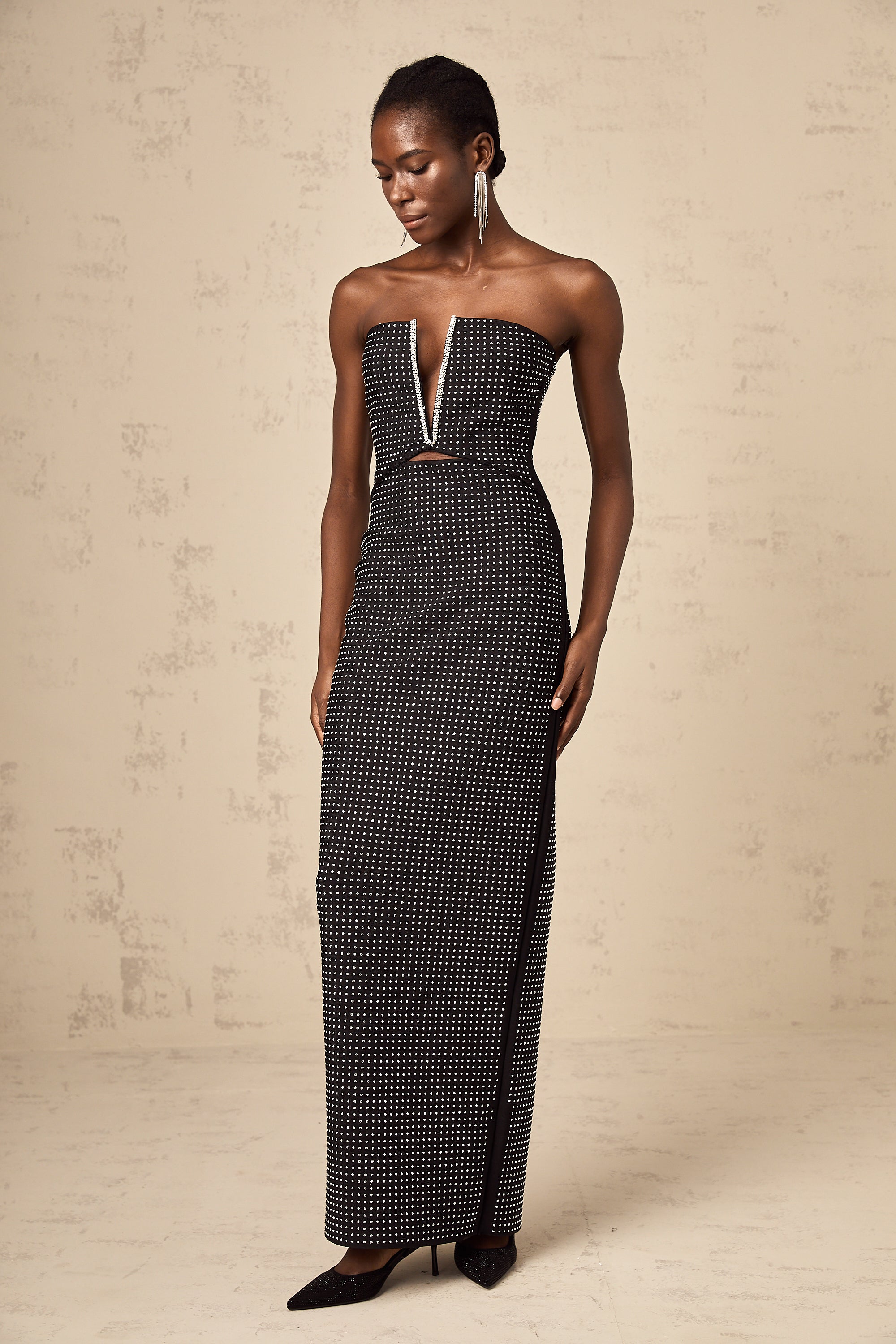 Ilaria cut-out rhinestone-embellished maxi dress