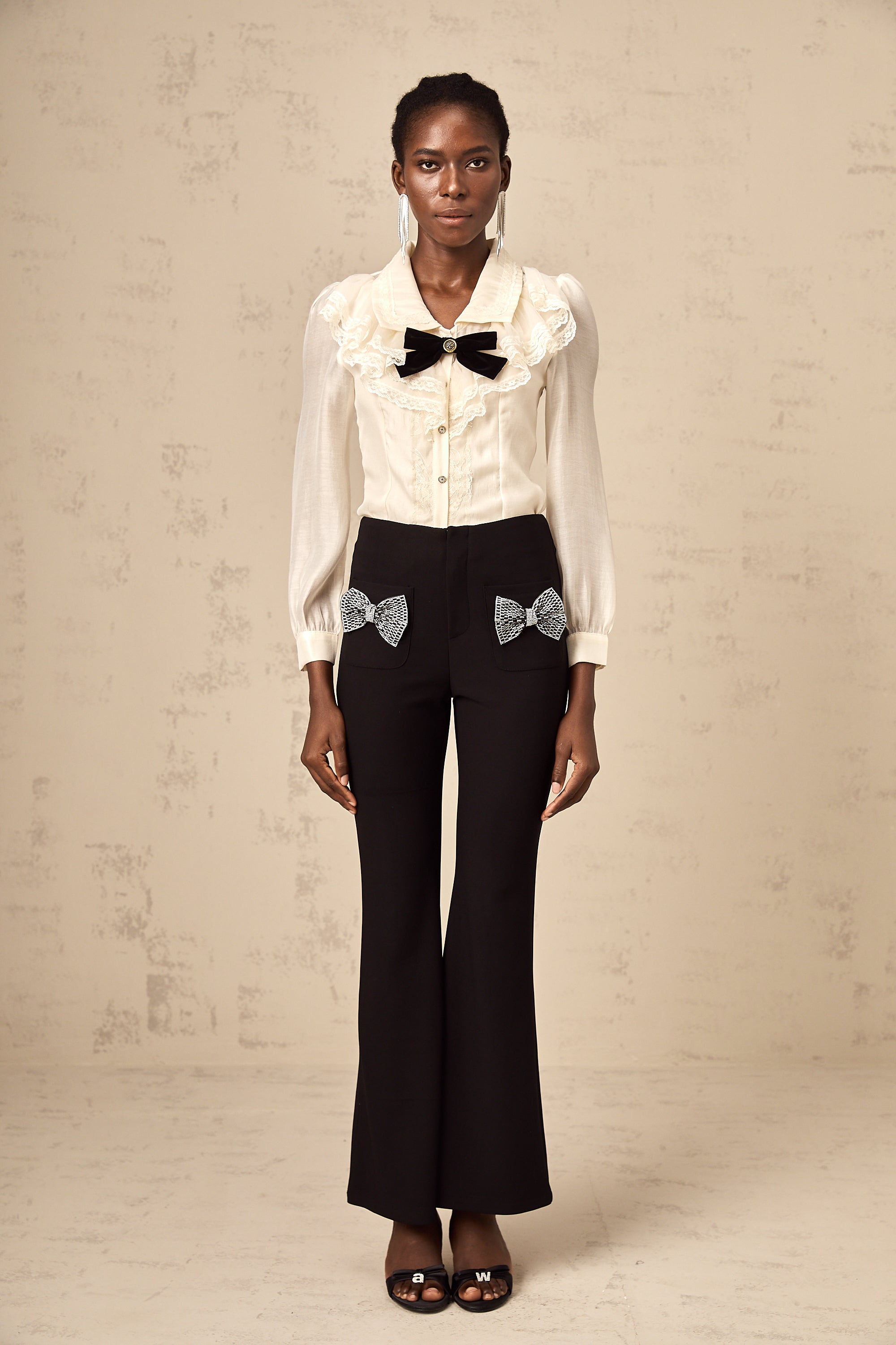 Gelsomina bow-embellished flared trousers