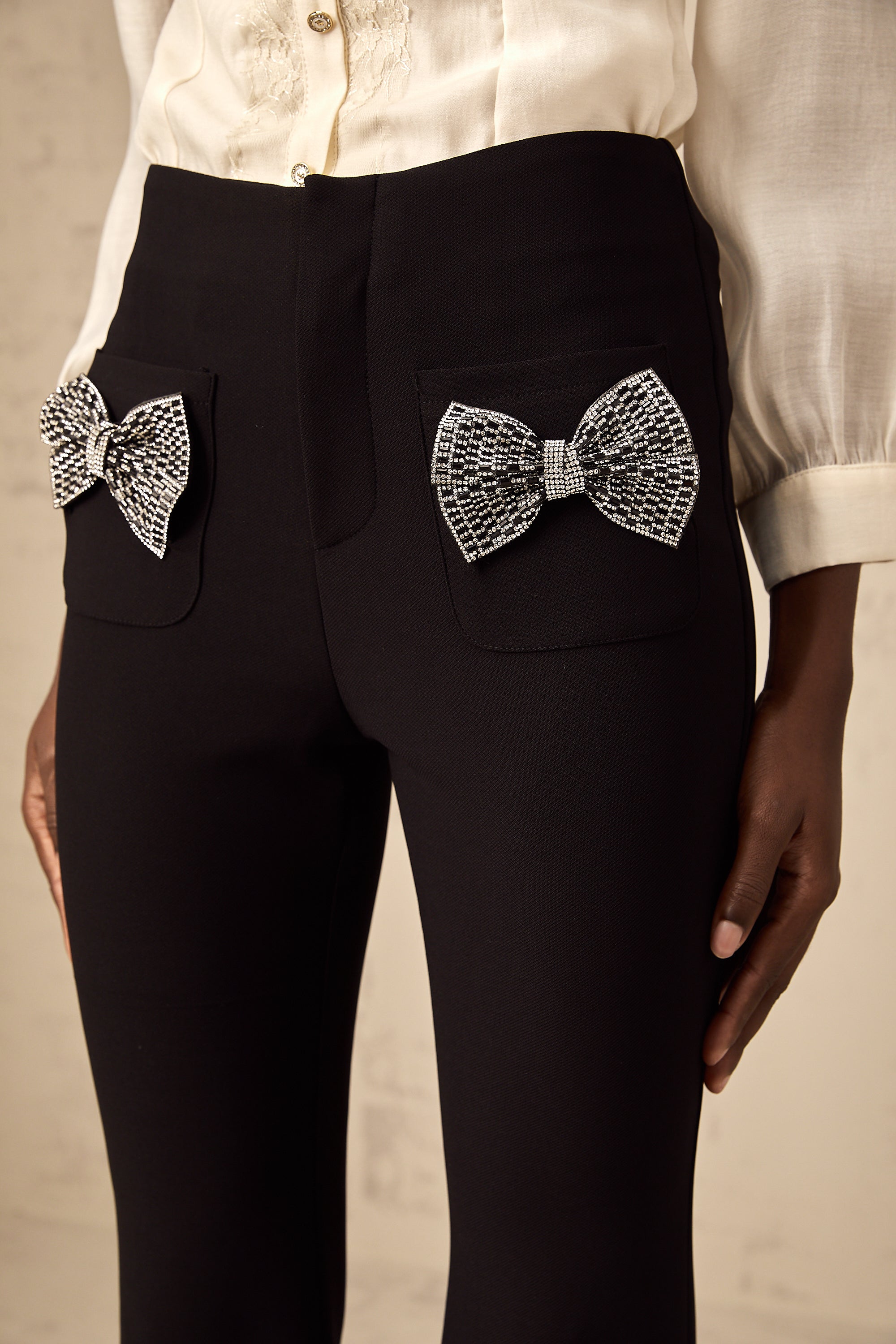 Gelsomina bow-embellished flared trousers